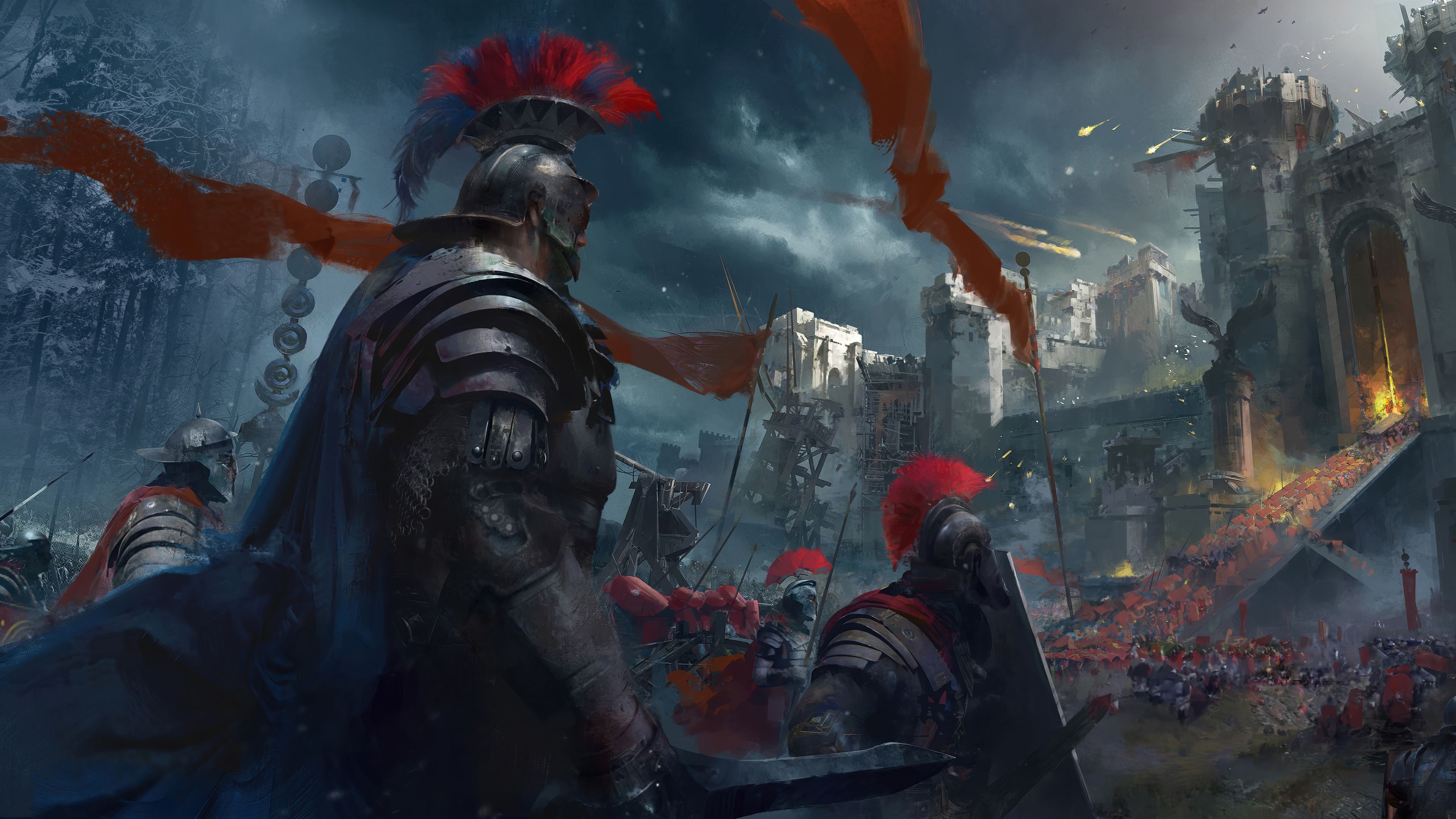 3840x2160 Knight Army Castle Siege Fantasy Art Wallpaper 4K HD PC b