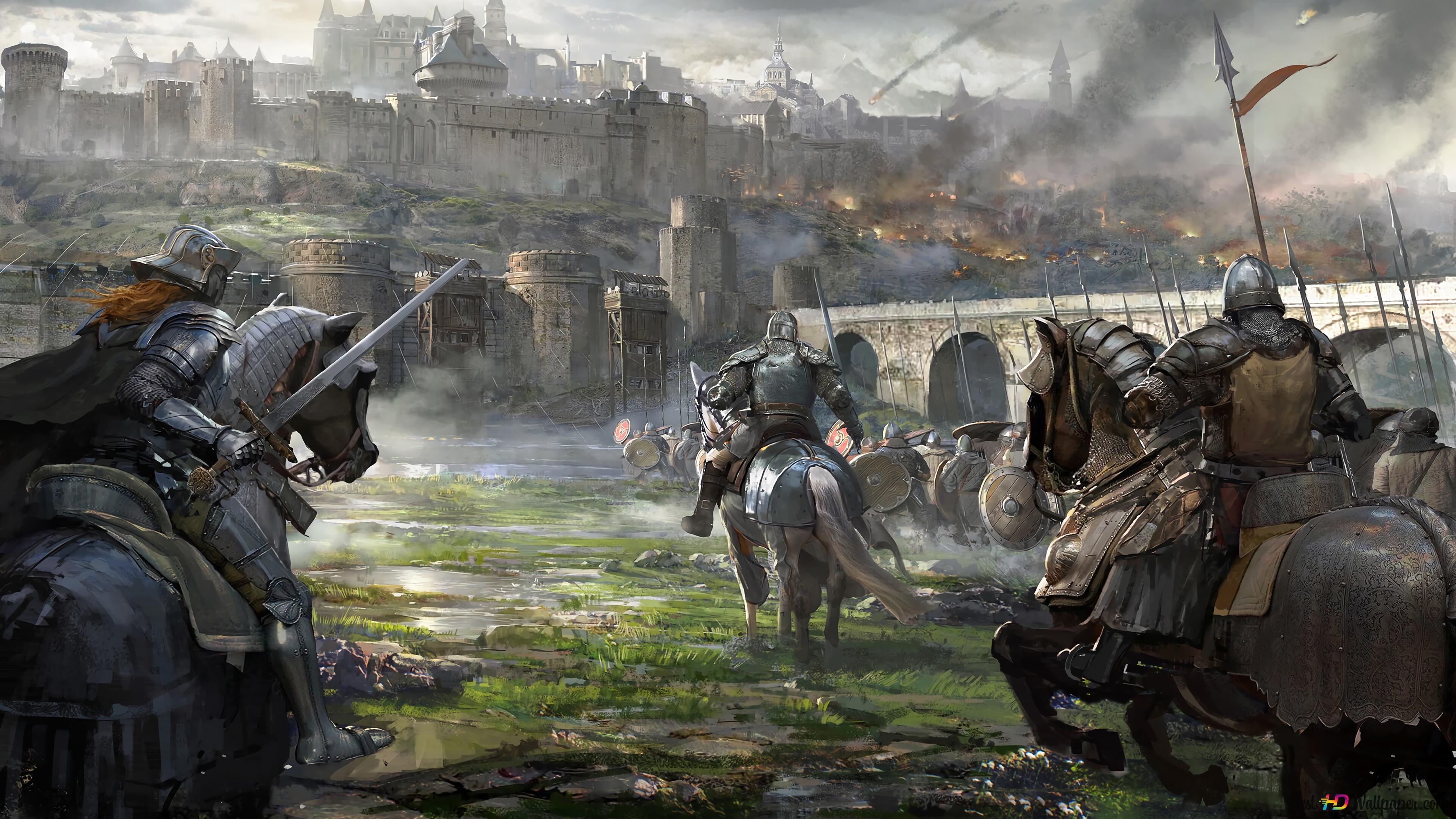 3554x1999 Knight Castle Siege 4K wallpaper download