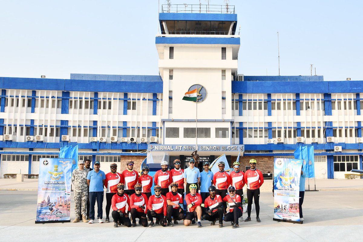 1200x800 IAF Cycling Expedition K2K - 'Kargil to Kanyakumari' was flagged off on 03 Feb 26 from HQ SAC. The team reached Air Force Academy (AFA) Dundigal on 18 Feb 26