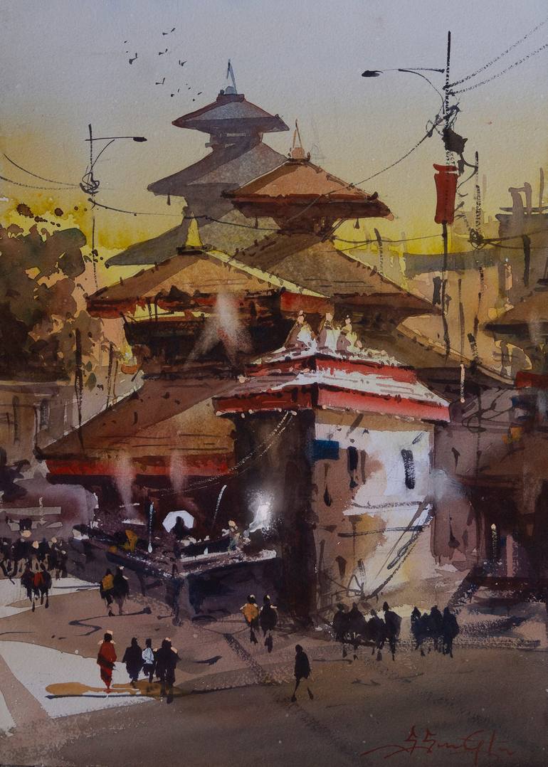 770x1078 Basantapur Kathmandu (landscape) Painting by Suresh Syangtan. Saatchi Art China