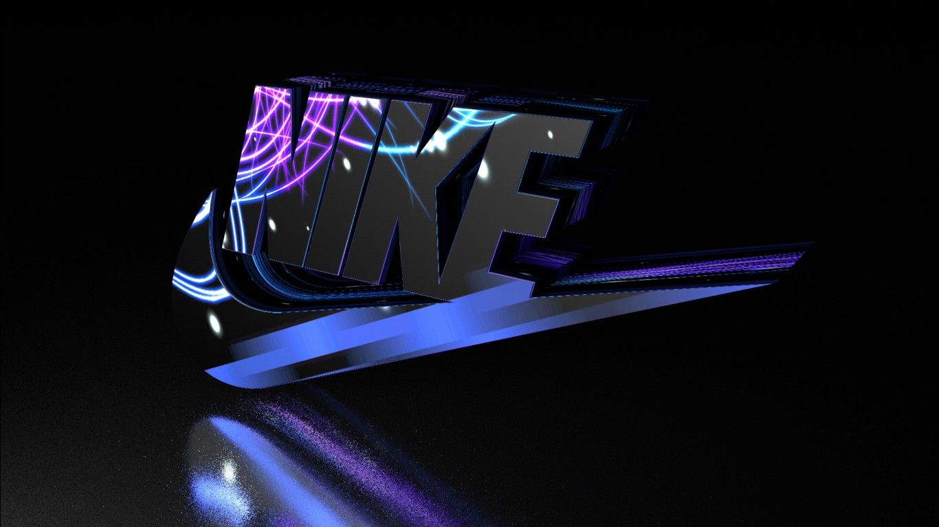 1366x768 3D CGI Purple Black Digital Art Nike HD Nike Wallpaper