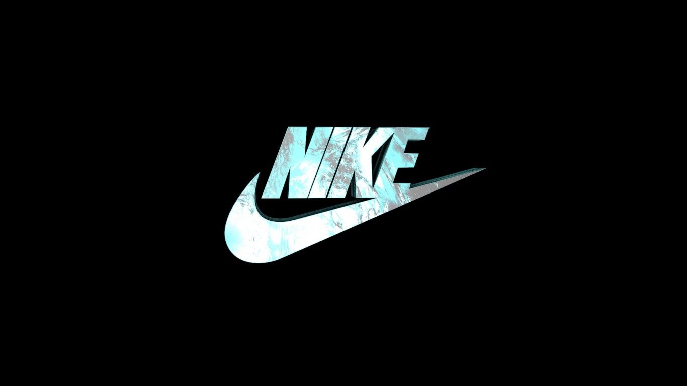 1366x768 Light Blue 3D CGI Digital Art Nike Black Background HD Nike Wallpaper