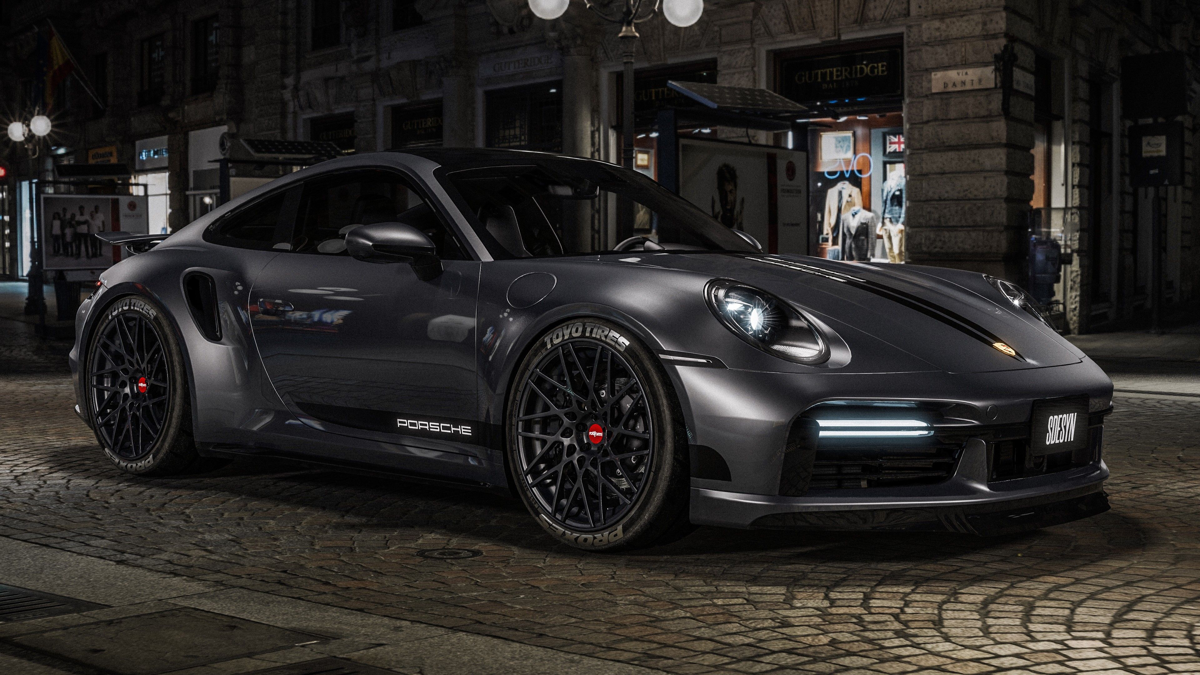 3840x2160 Porsche 911 Turbo S Black Car 4K HD Cars Wallpaper