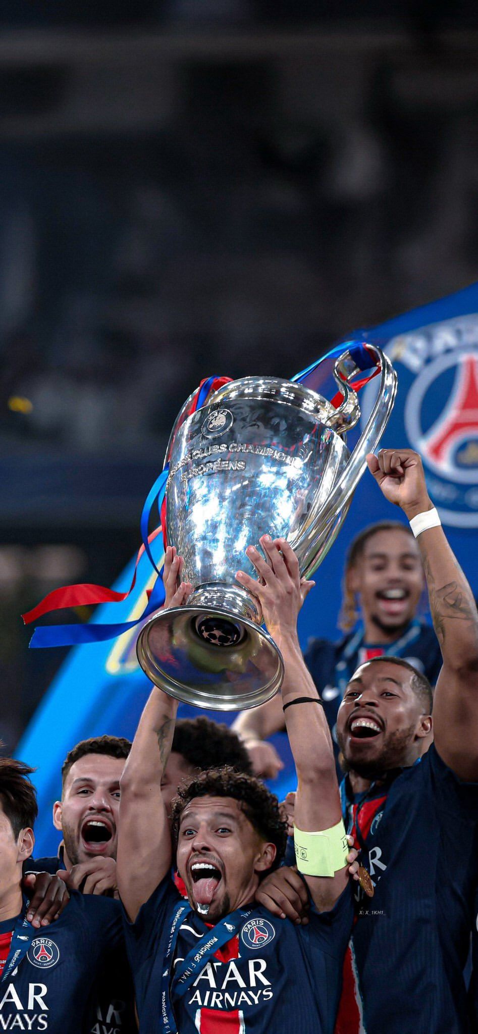 947x2048 PSG players' fictional Champions League celebratio Football Wallpaper