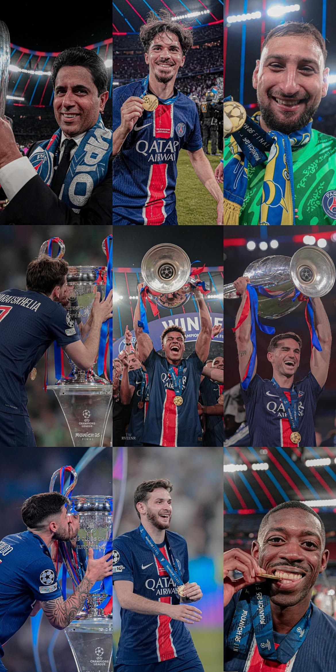 1170x2340 PSG Conceptual Champions League Celebration Collag Football Wallpaper