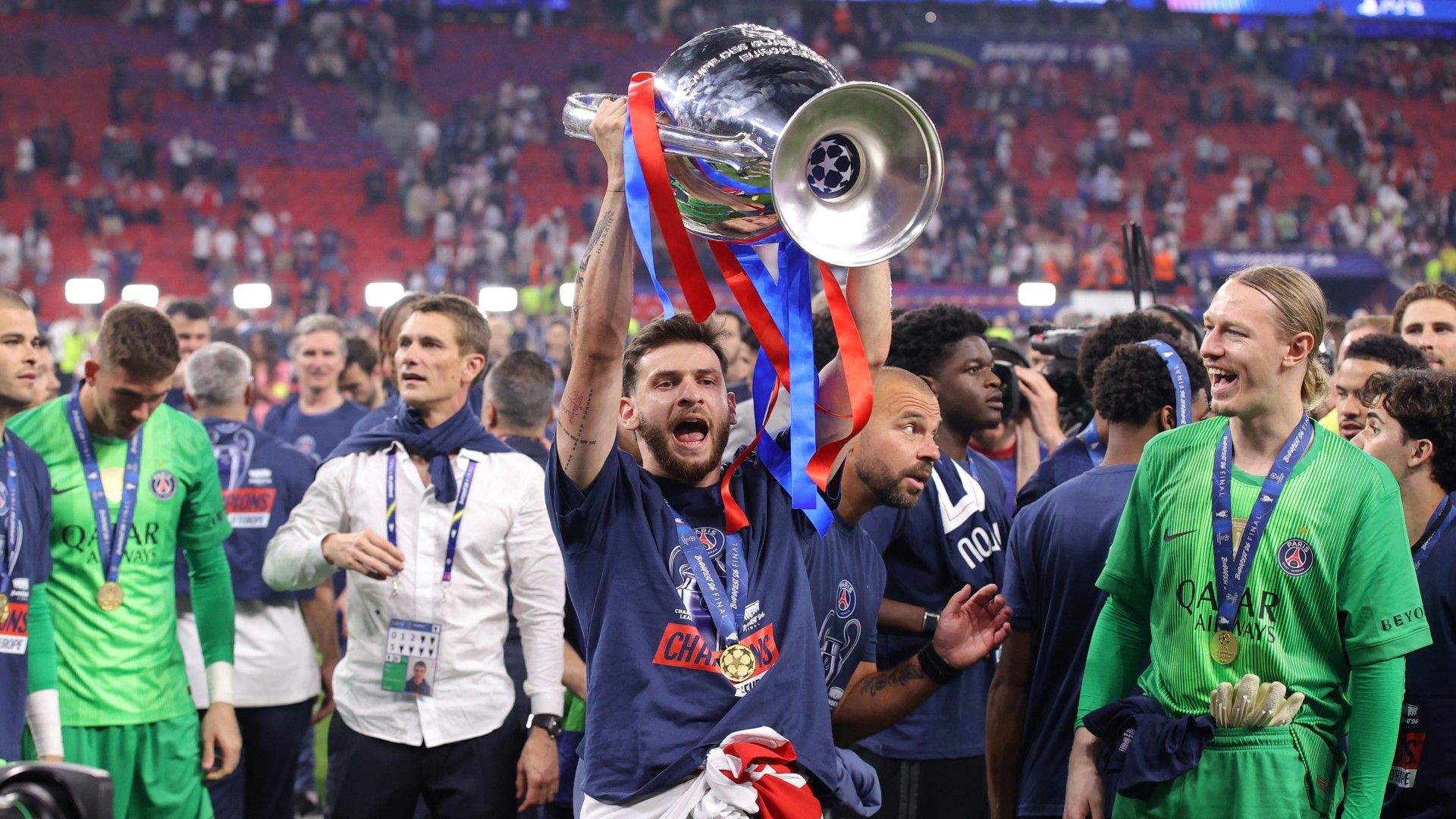 1920x1080 PSG Back To Back UEFA Champions League Winners: Celebrating Europe's Double Champions At Home