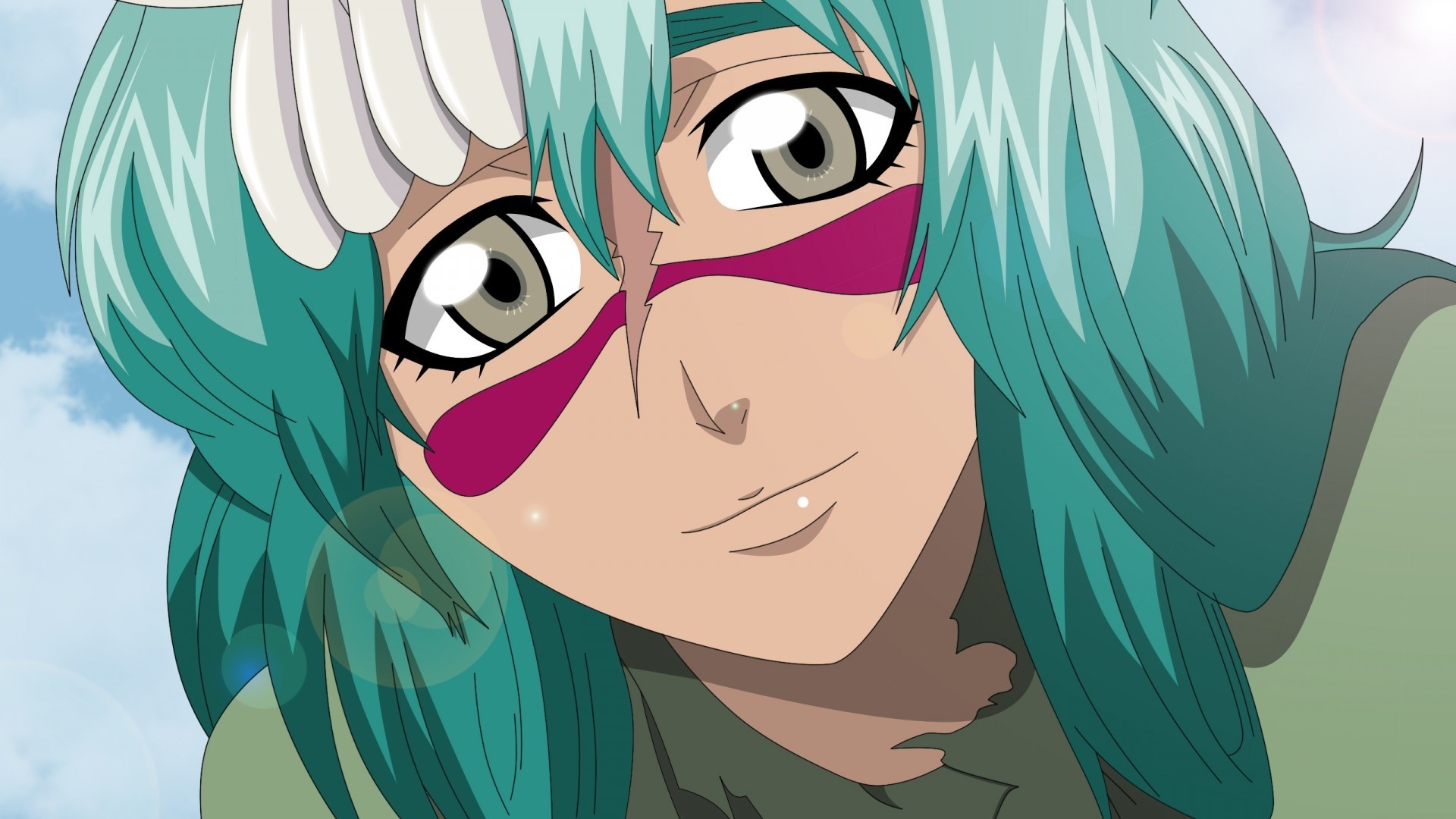 1920x1080 Wallpaper green, sake, girl, game, Bleach, woman, smile, anime for mobile and desktop, section сёнэн, resolution 1920x1080