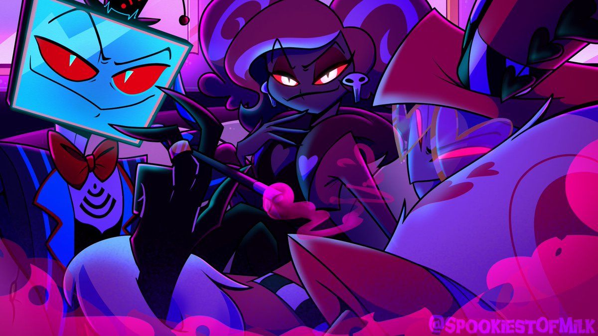 1200x675 I finally watched the new season of Hazbin and well.I am now fueled to draw these three unholy goobers again! I wanted a new wallpaper so this was he result ^w^ #HazbinHotel #