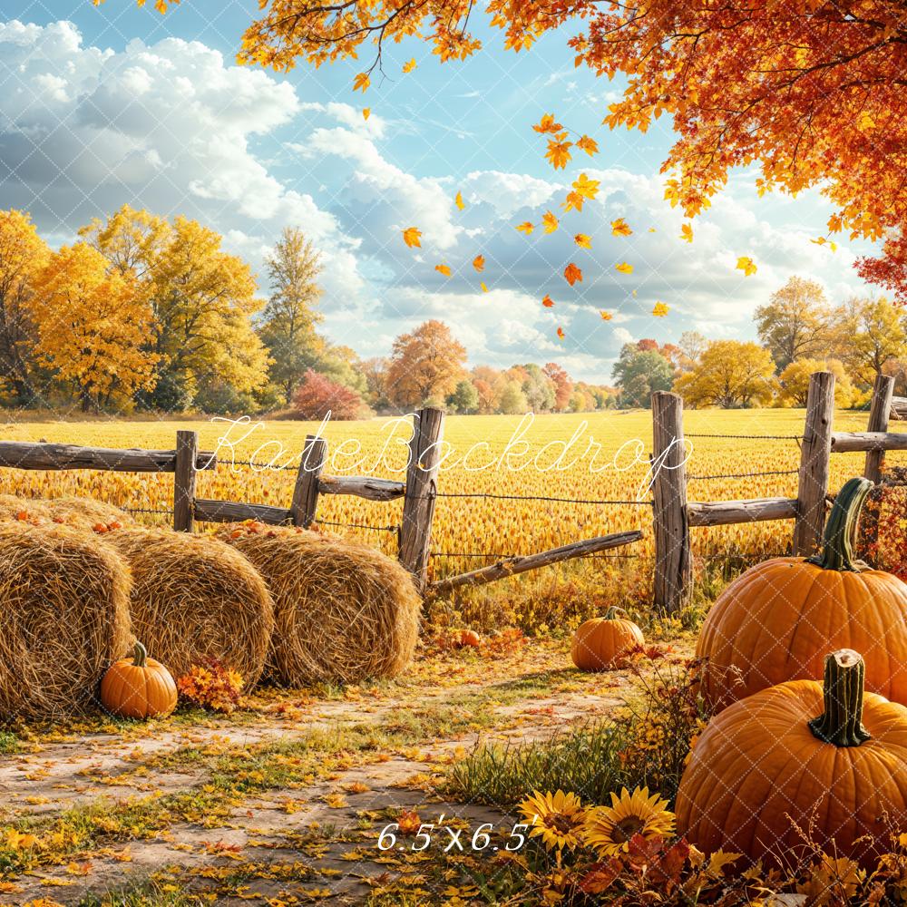 1000x1000 Golden Autumn Harvest Pumpkin Scene Backdrop