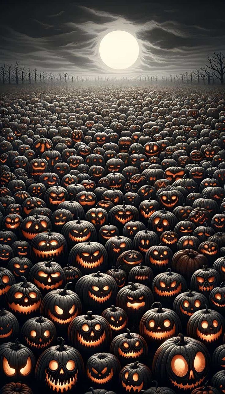 736x1288 Halloween Pumpkin Farm iPhone Wallpaper 4K