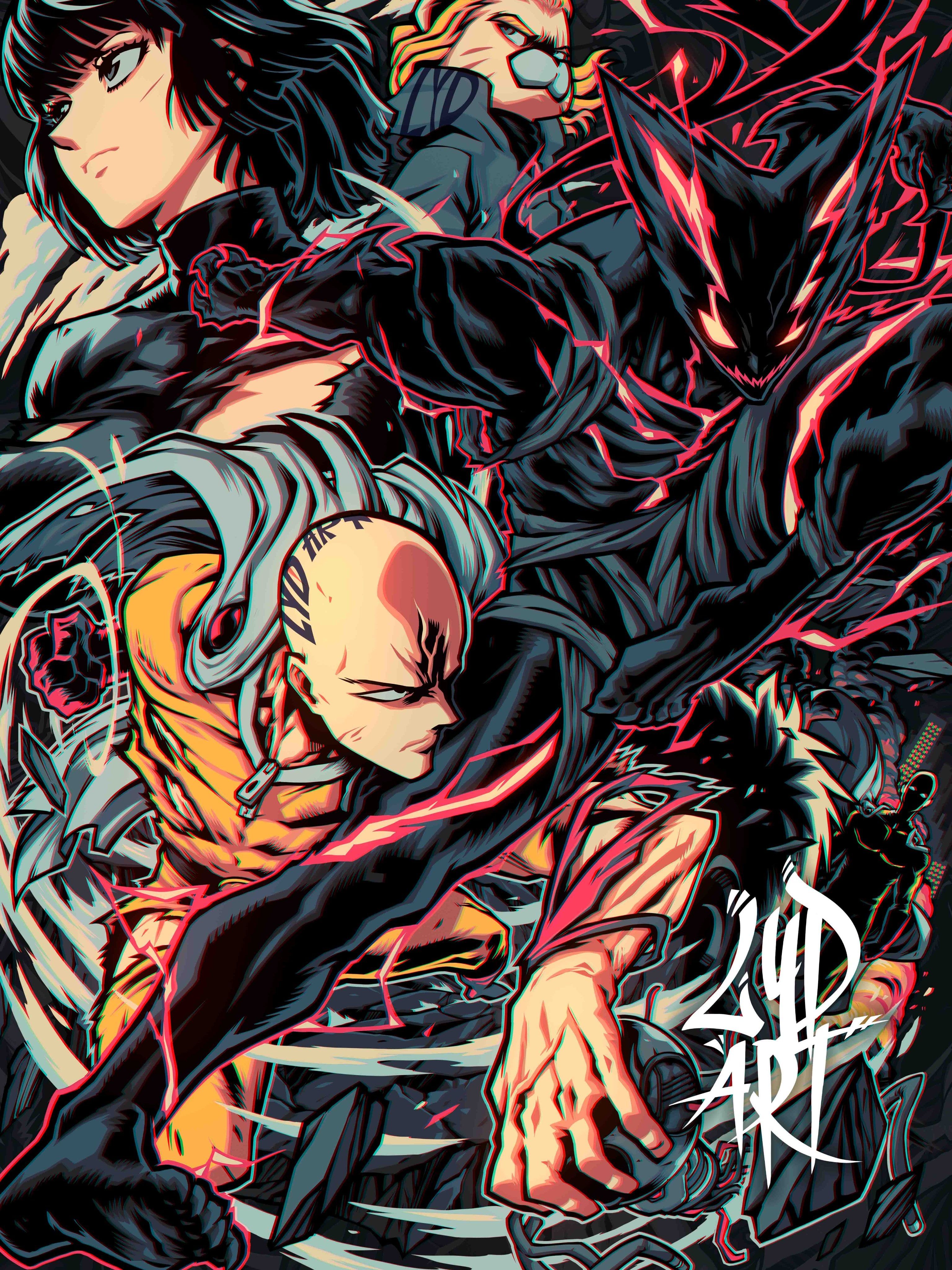 3072x4096 SAITAMA vs GAROU (by @LYDart_Mclo)