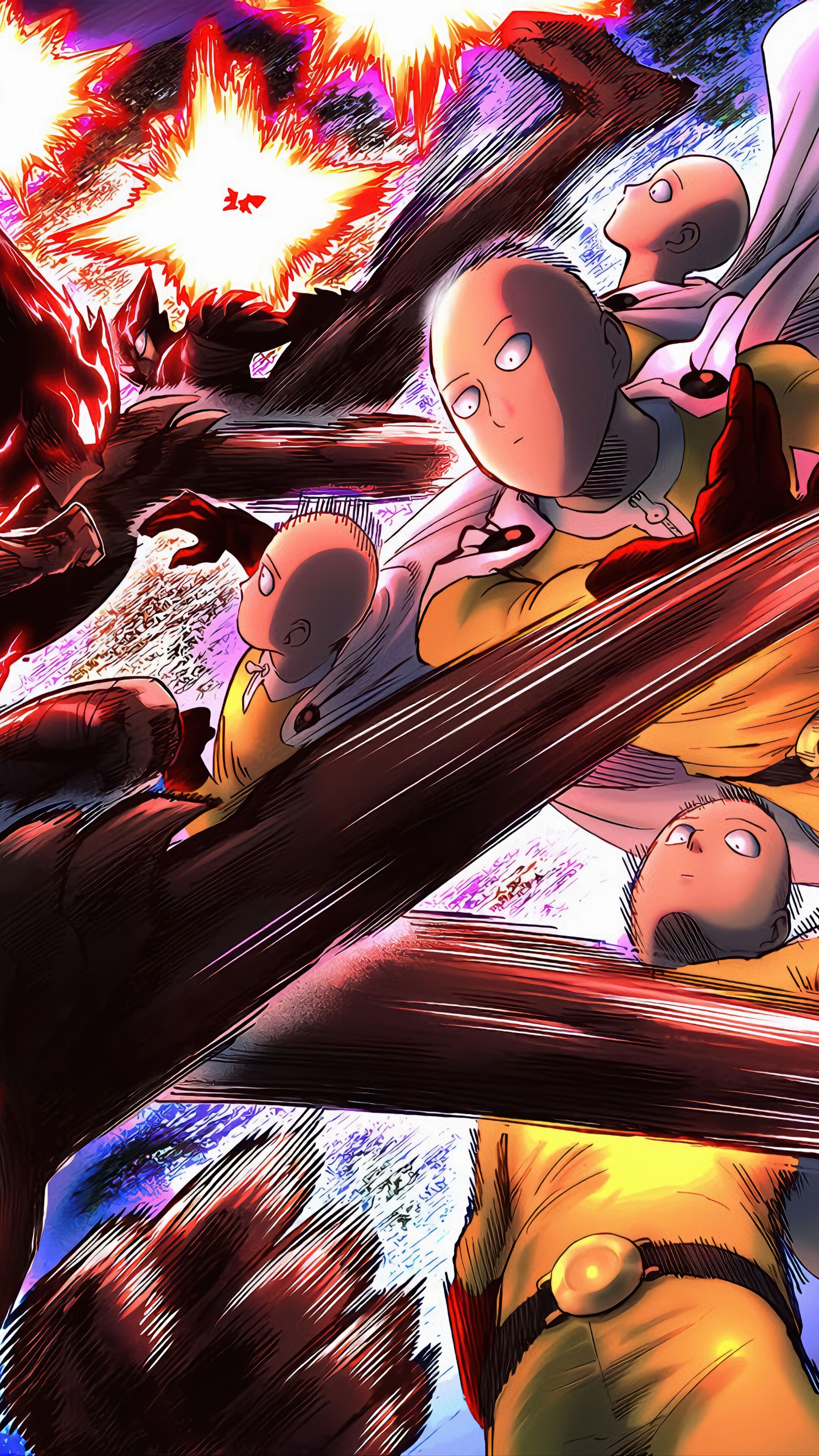 2160x3840 Saitama vs. Garou Monster One Punch Man Wallpaper 4K HD PC