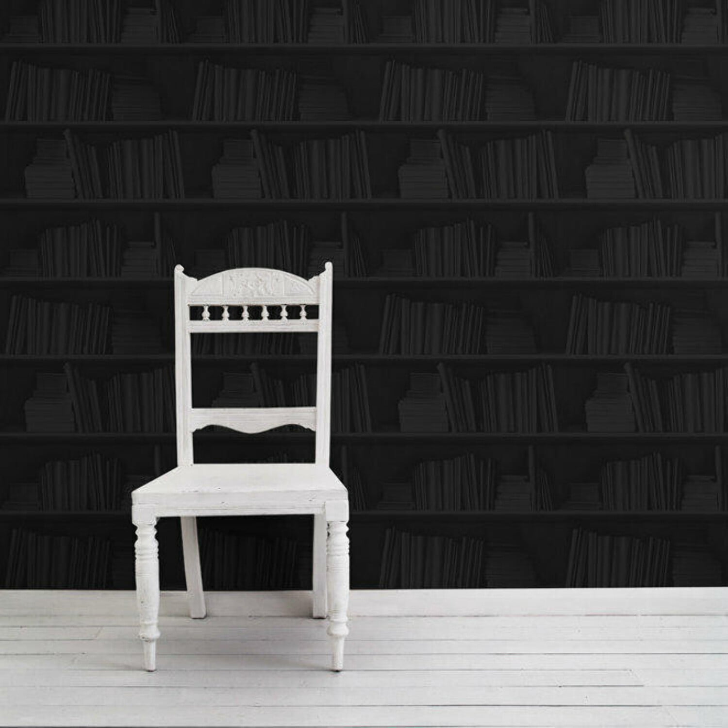 1500x1500 Black Bookshelf Wallpaper