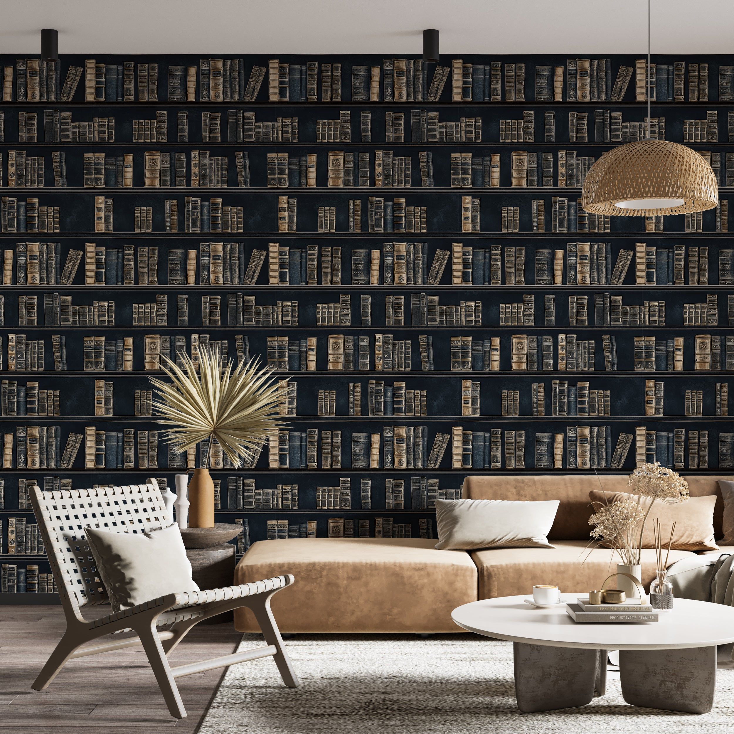 2500x2500 Book Shelf Pattern Wallpaper Academy Wall Decor Pre Pasted / Large Sample 24W X 18H