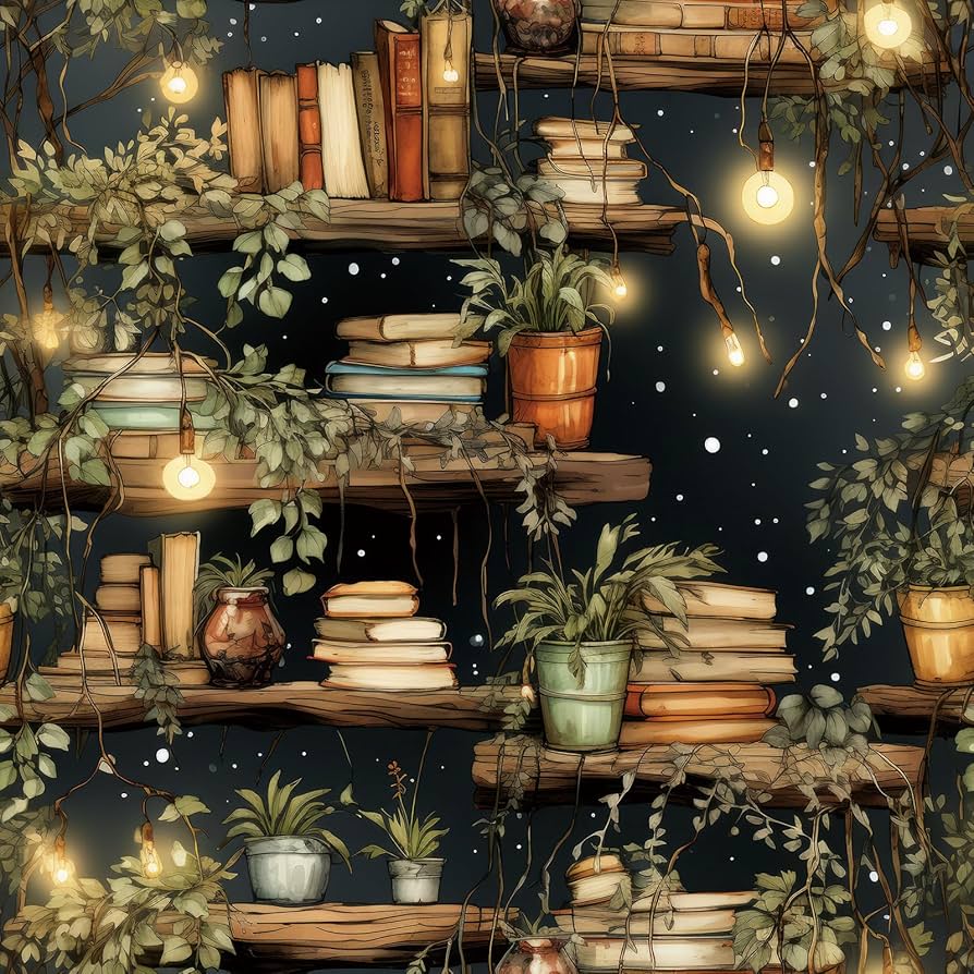 894x894 ReWallpaper 17.5in×23ft Black Bookshelf Wallpaper Peel and Stick Whimsical Wallpaper : Amazon.sg: DIY and Tools