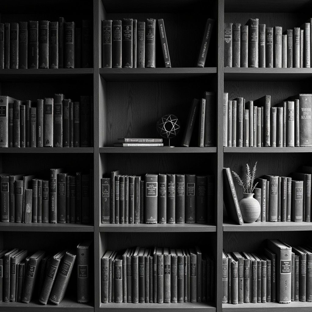 1024x1024 Free Monochrome Bookshelf Geometry Image, Monochrome, Library