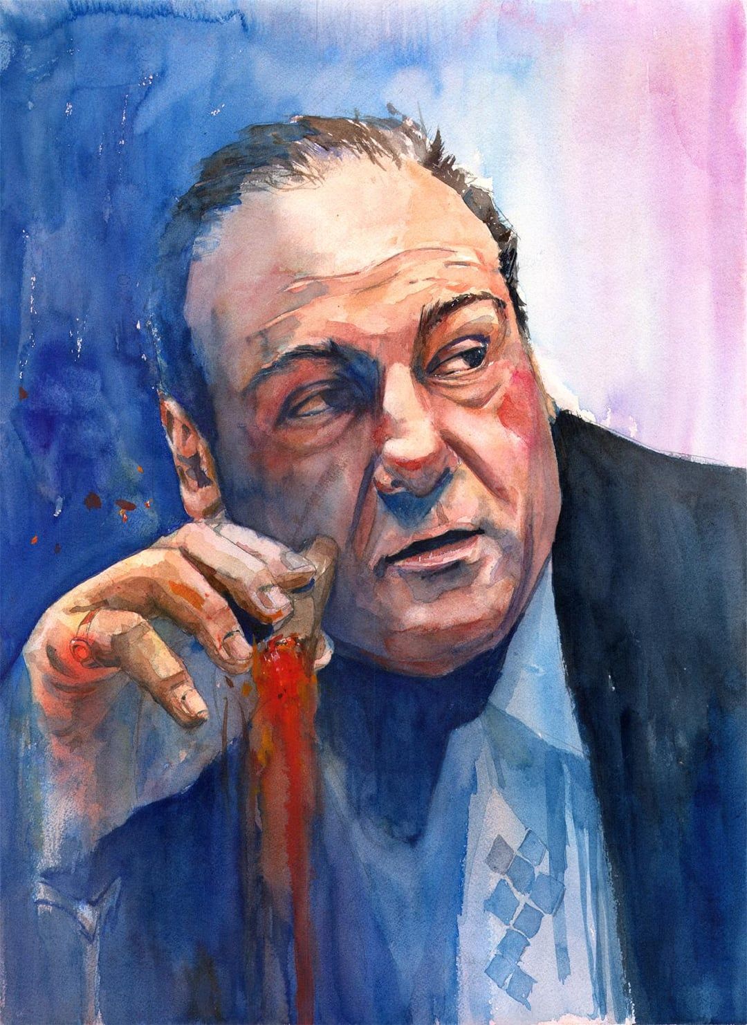 1080x1482 Just finished this watercolor portrait of Tony Soprano