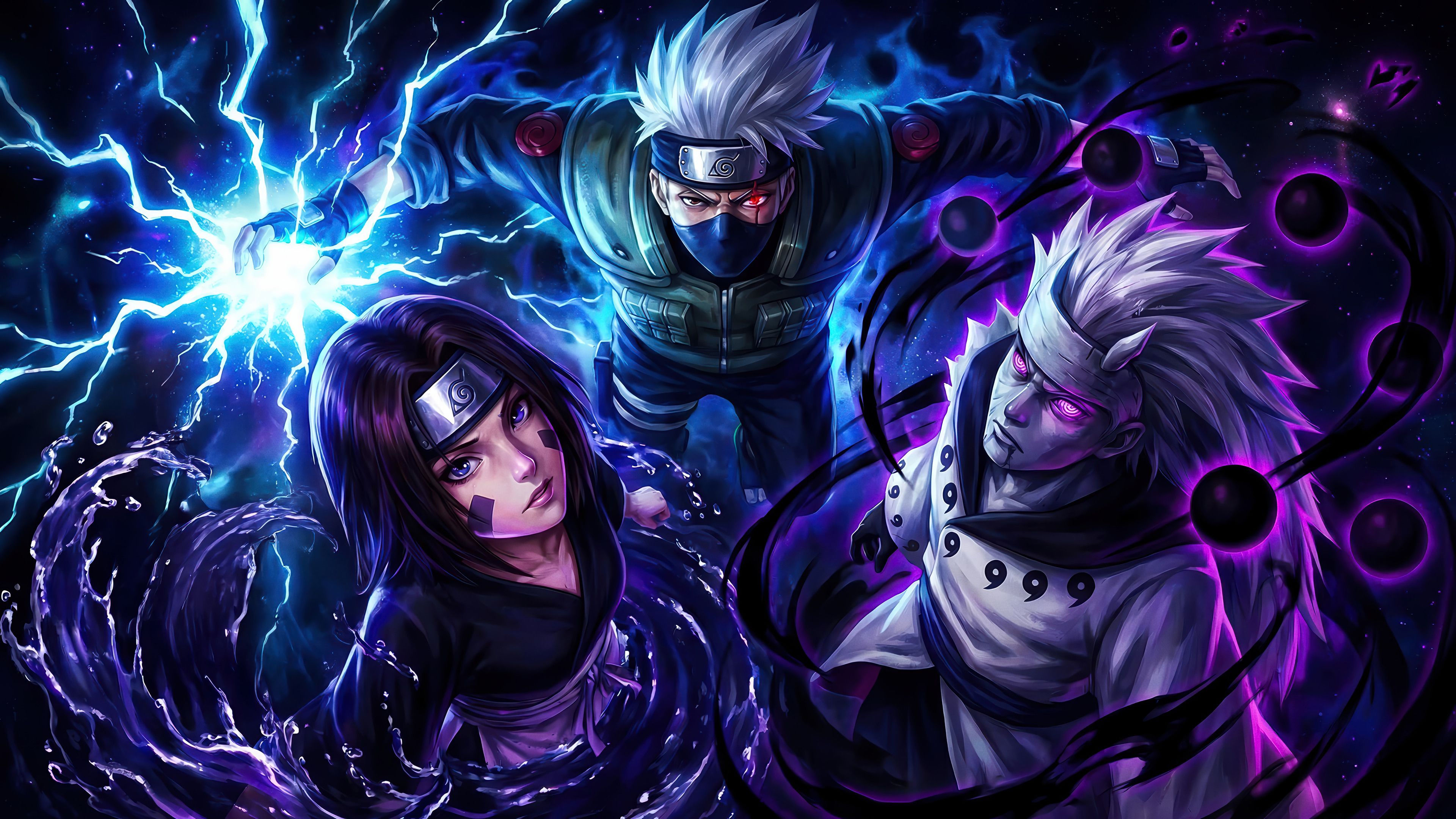 3840x2160 Kakashi Obito Rin Wallpaper 4K HD PC