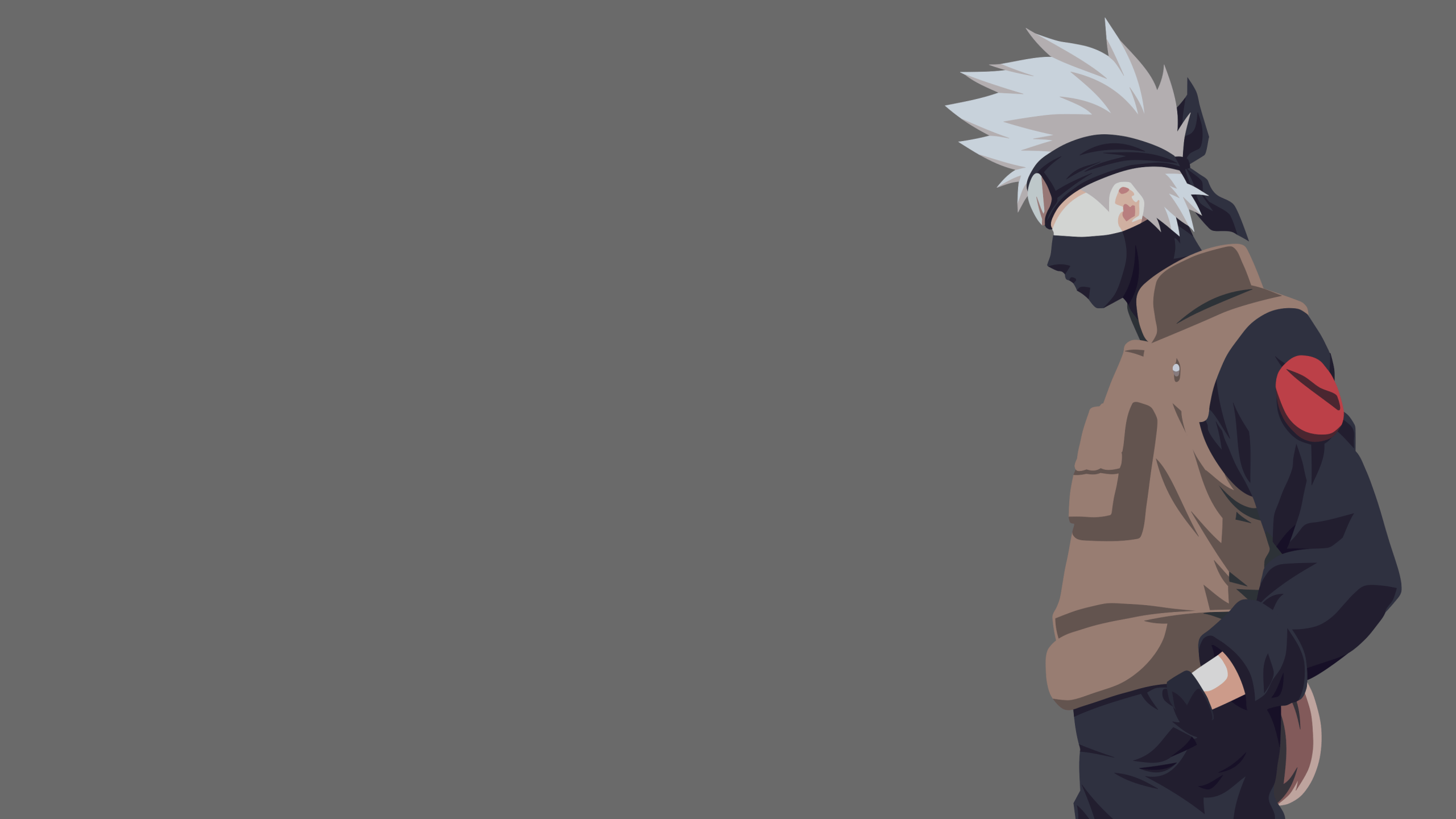 2560x1440 Kakashi Hatake Wallpaper 4K, Minimalist, Grey, Naruto, Simple