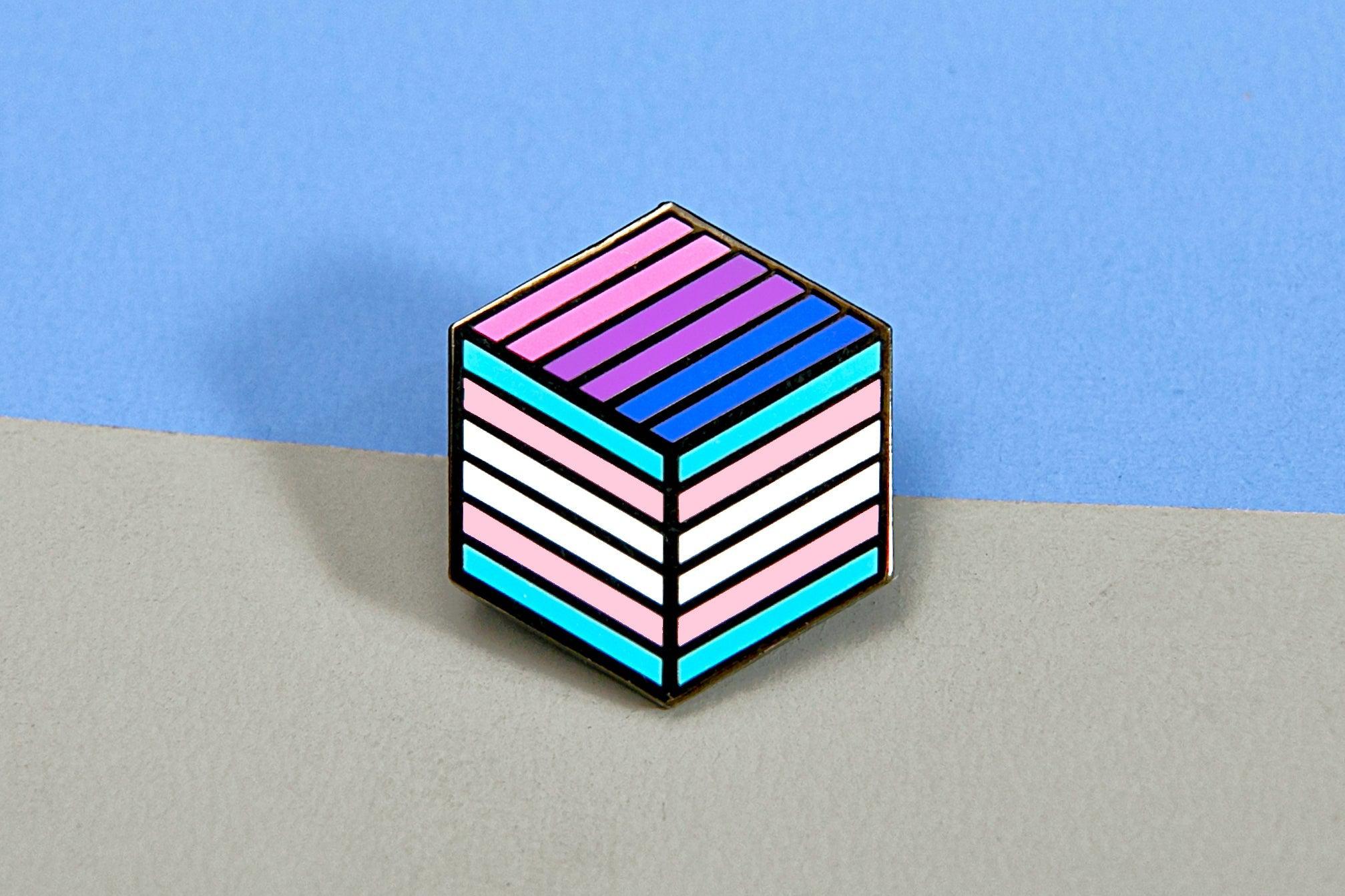 2015x1343 Trans Bisexual Pride Cube Pin Trans & Bisexual Cube (1 Pins) / Rubber Clutch
