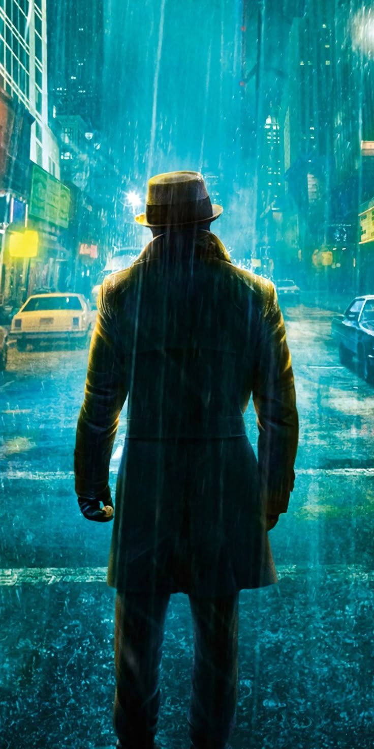 736x1472 Rorschach Waifu, rain, Watchmen, movie, street, 1080x2160 wallpaper