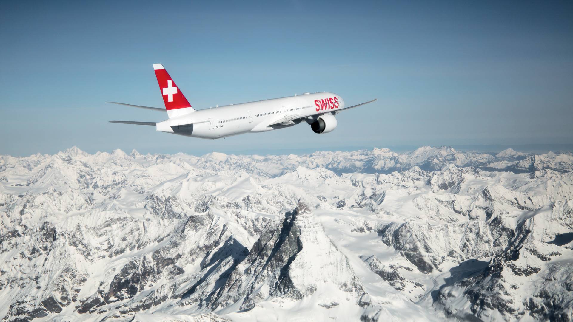 1920x1080 SWISS Boeing 777 over the Alps. World of SWISS