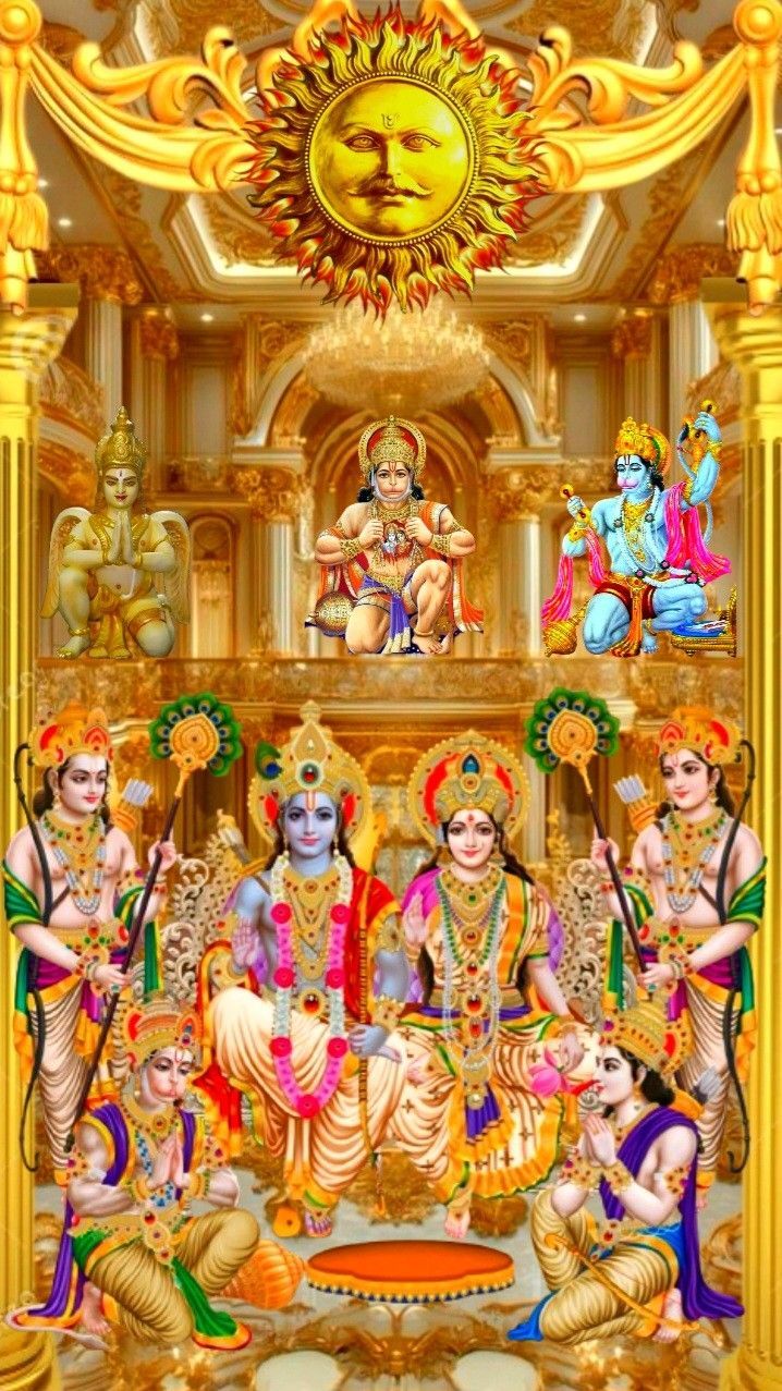 718x1277 All gods in one picture wallpaper HD. Ram parivar HD wallpaper, Hinduism art, Indian gods