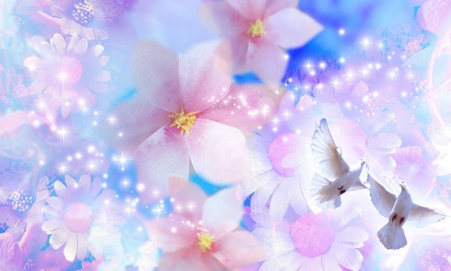 1500x900 Download Floral Fantasy Cute Pastel Colors Wallpaper