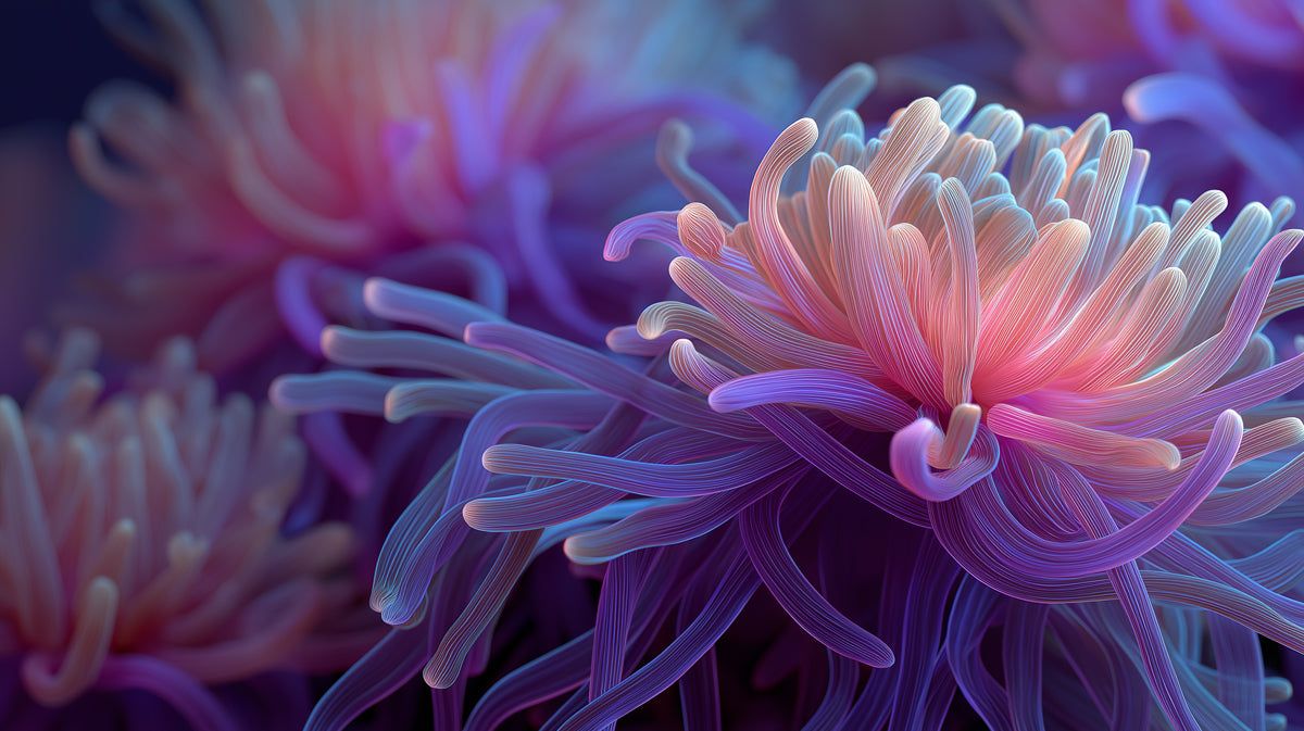 1200x673 Bioluminescent Sea Flower Mural Wallpaper. Purple and Pink Bloom, Mac