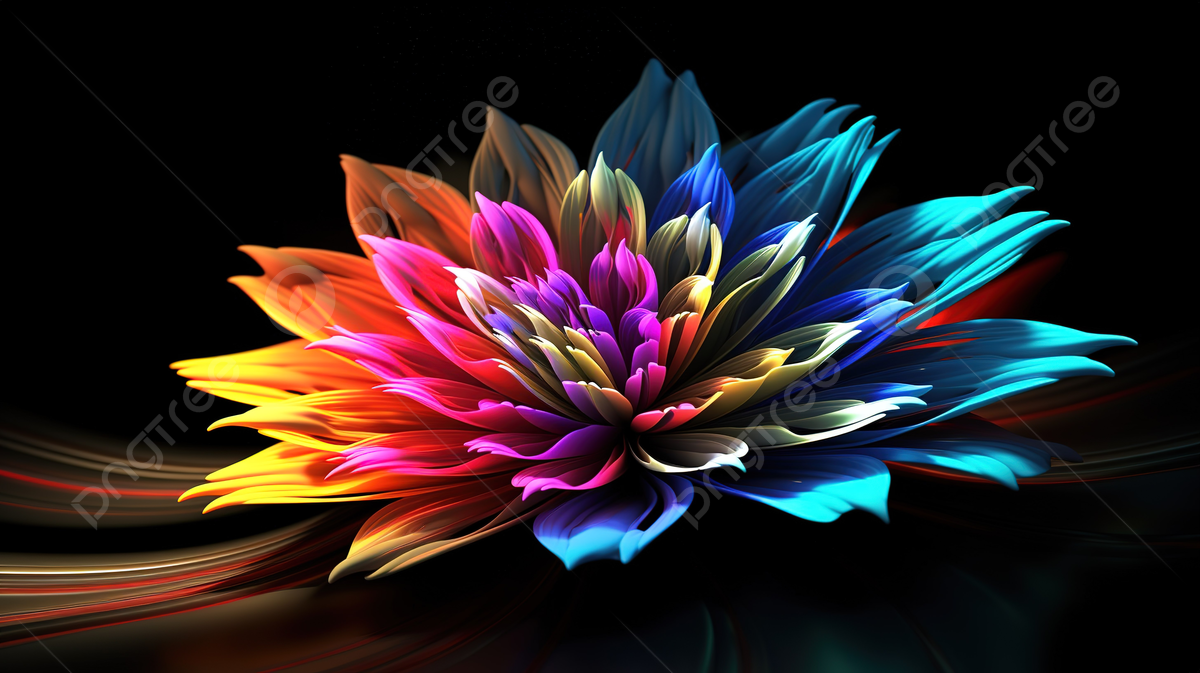 1200x673 Mesmerizing 3D Floral Fantasy On A Black Background Glowing Digital Blooms In Stunning Colors, Wallpaper Design, Art Wallpaper, 3D Wallpaper Background Image And Wallpaper for Free Download
