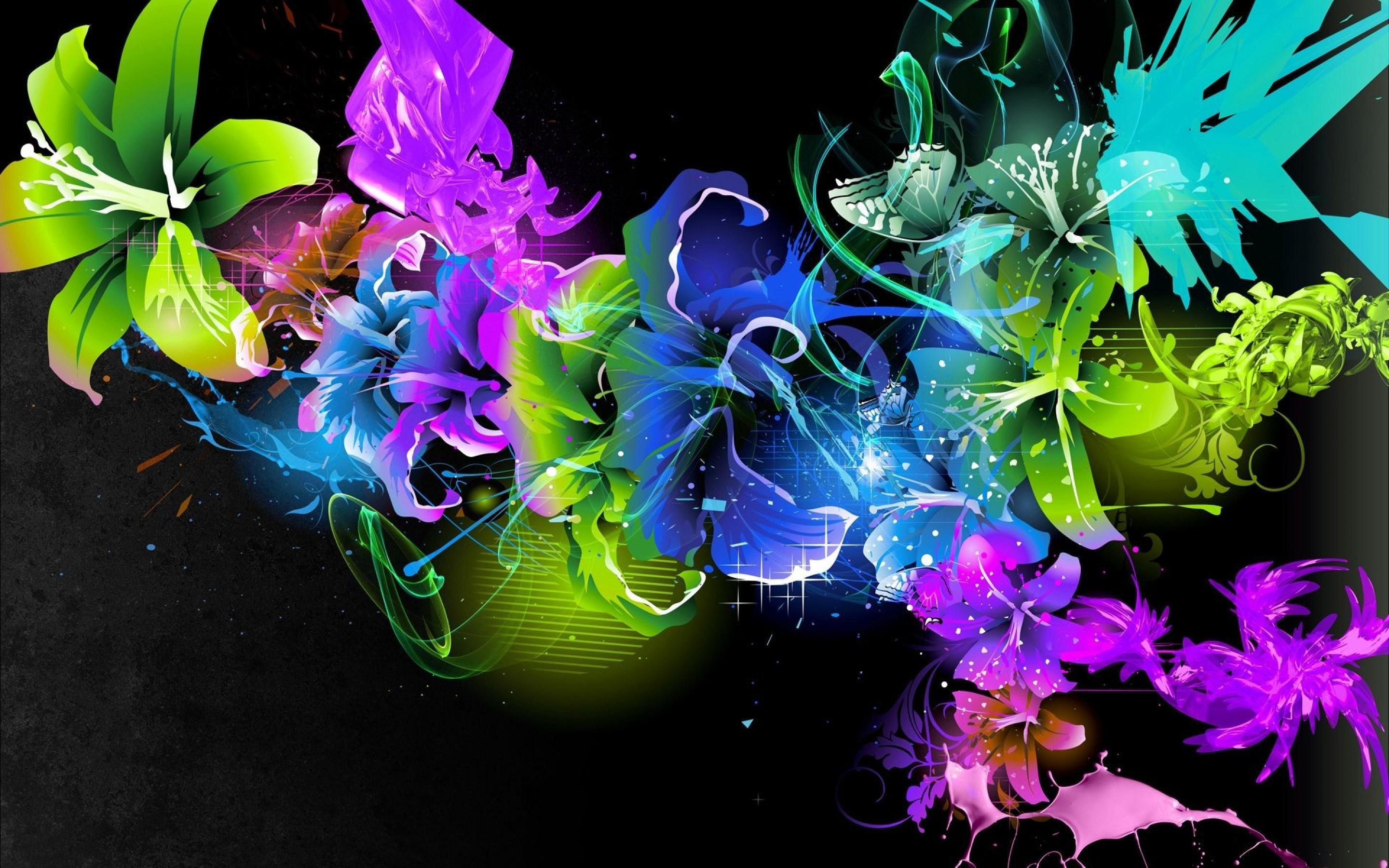 2880x1800 Wallpaper flowers, fantasy, colored, beauty, rainbow, fantasy, flower, beautiful for mobile and desktop, section абстракции, resolution 2880x1800