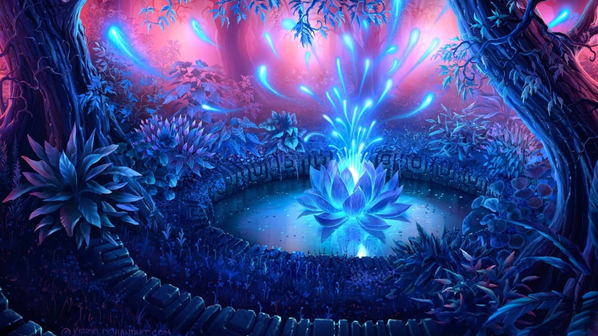 1920x1080 Download Enchanted Floral Glow Fantasy Art Wallpaper