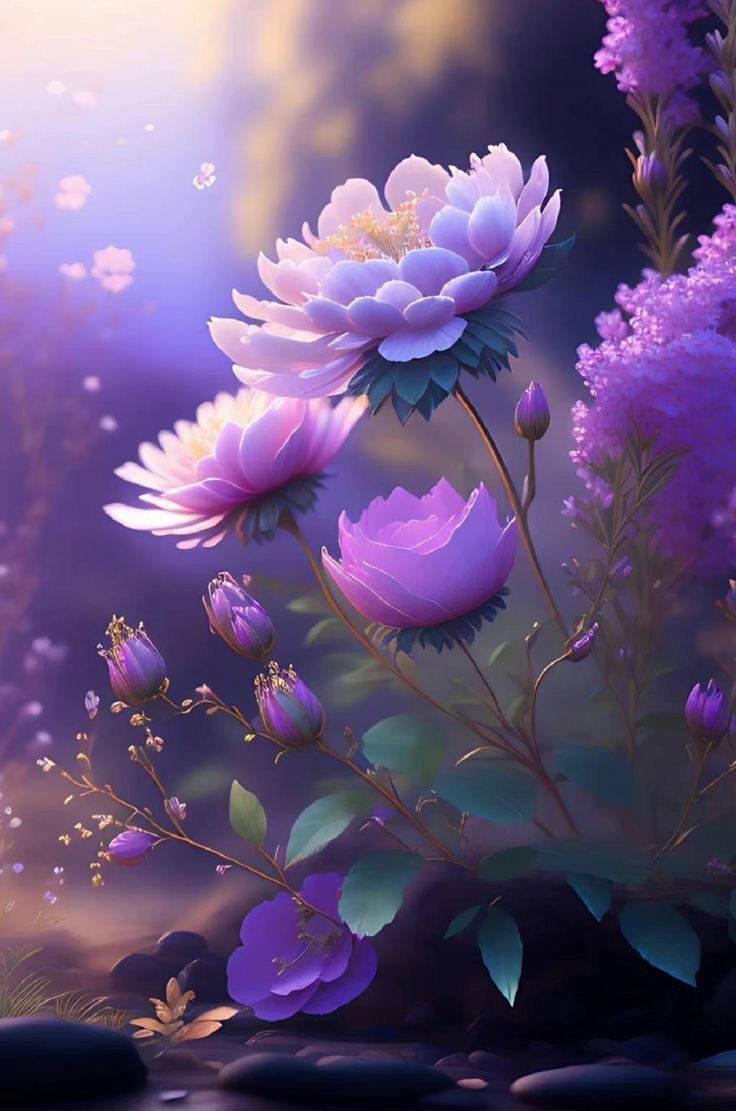 736x1111 Purple Flowers Wallpaper. Flower background wallpaper, Cute flower wallpaper, Android wallpaper flowers. Fantasy flowers art magic, Fantasy flower scene, Fantasy flower wallpaper