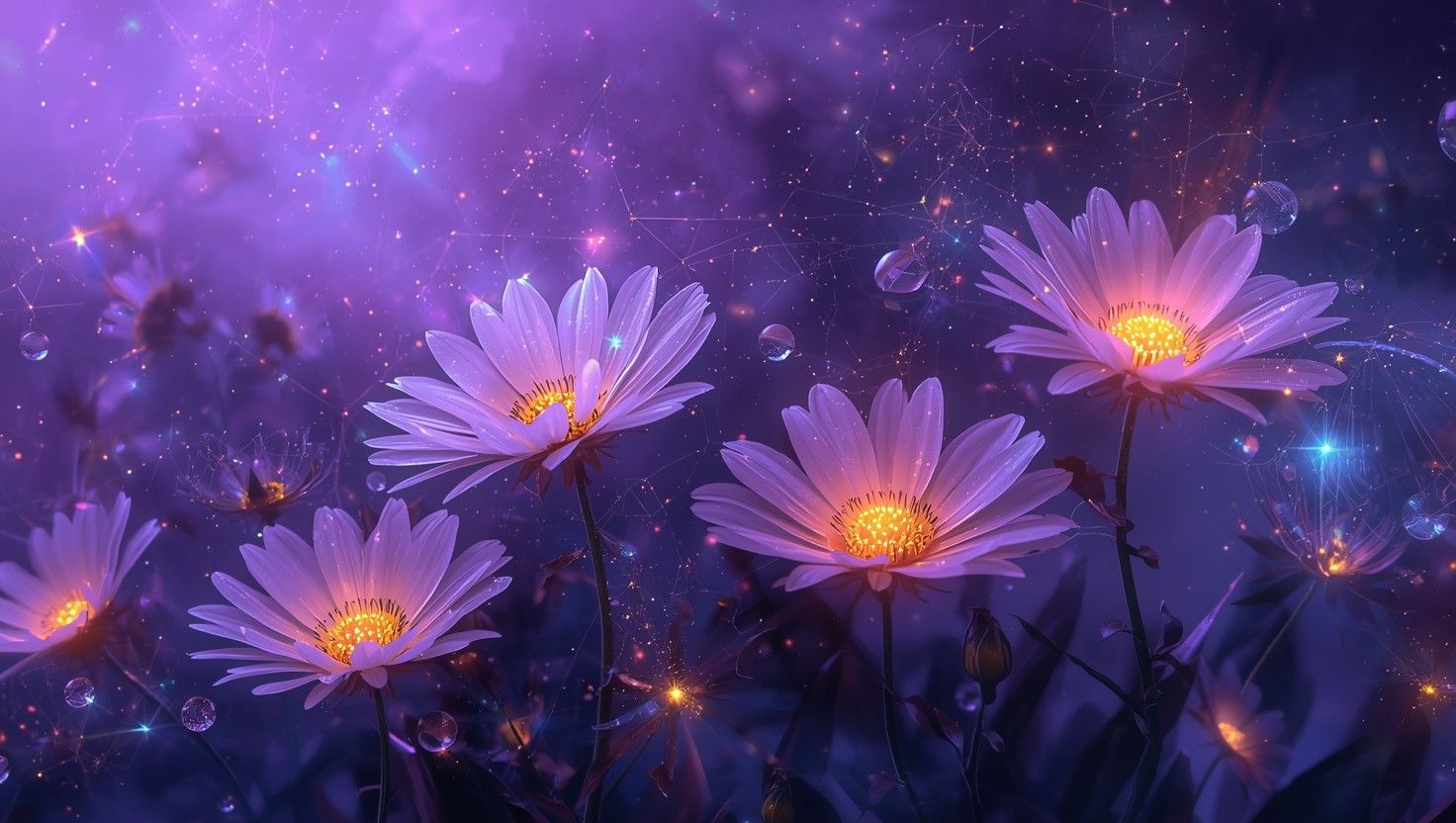 1472x832 Free Glowing Fantasy Flowers Image, Flowers, Bioluminescent