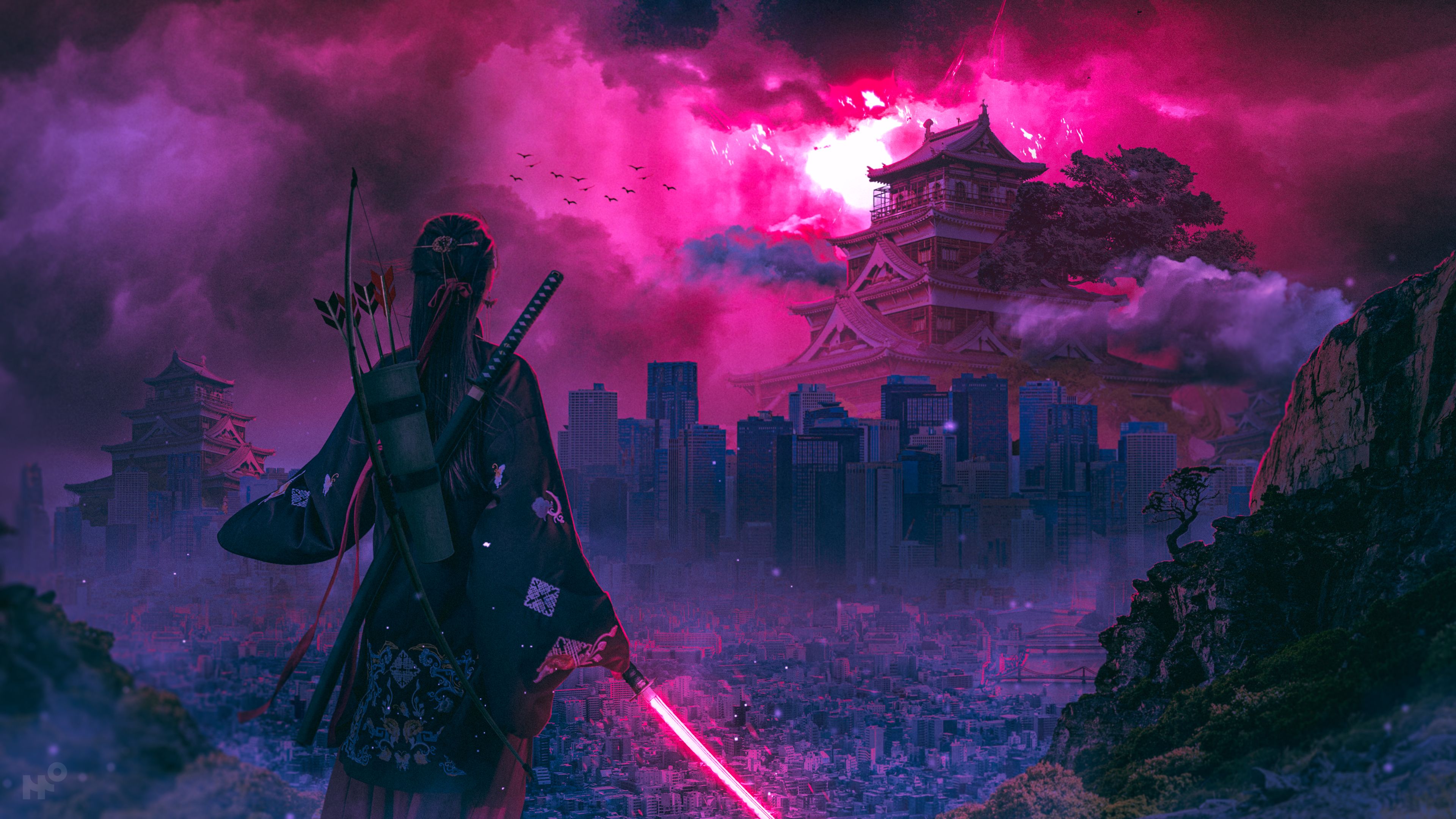 3840x2160 A Young Lady Samurai Seeking Vengeance for Her Clan