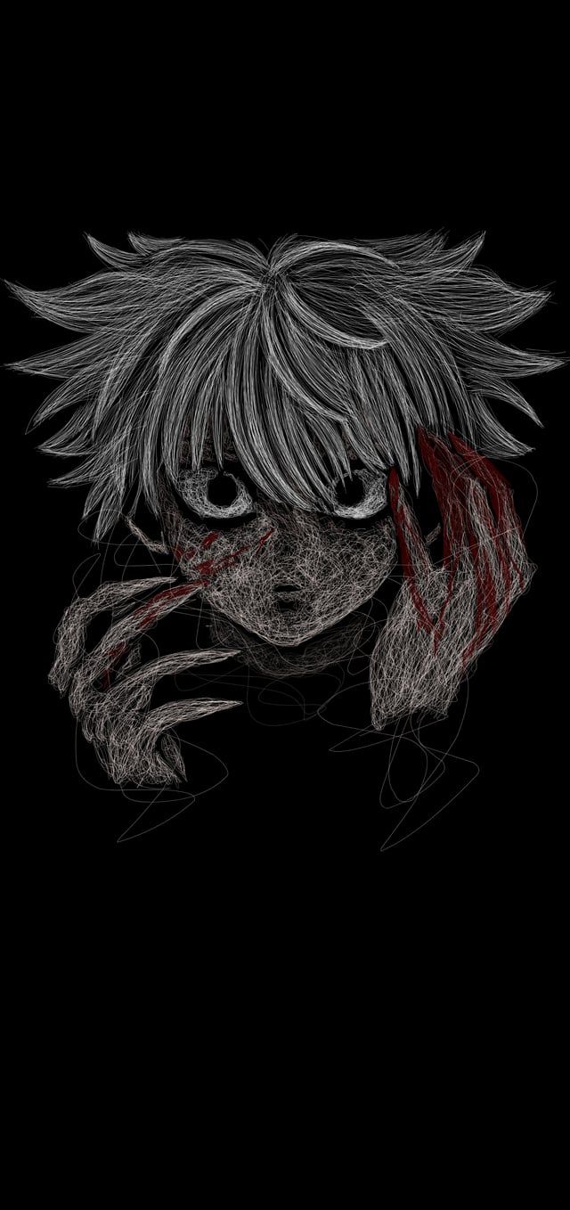 640x1358 Killua's assassin mode with Scribbling Art