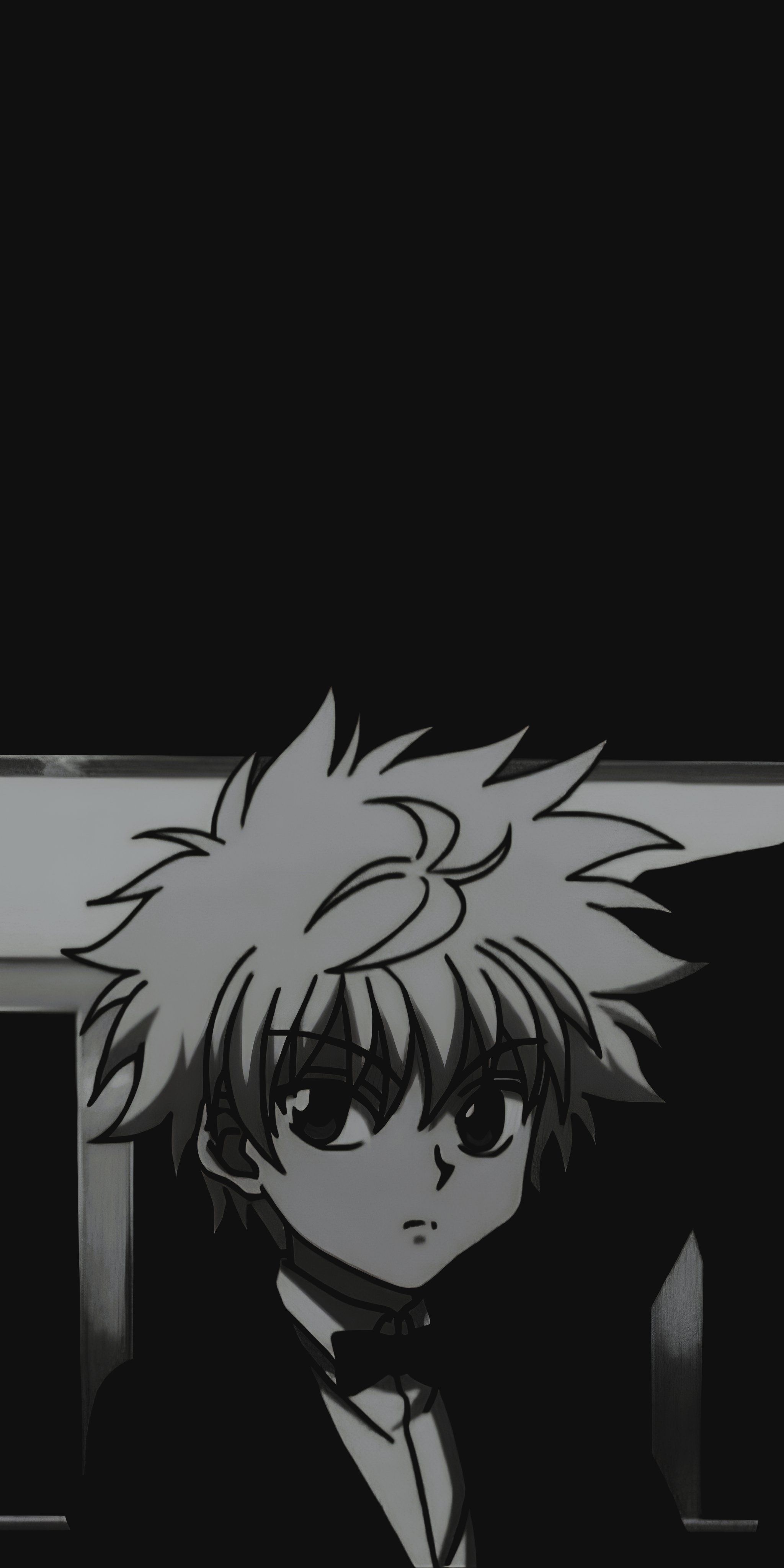 2048x4096 Killua Black And White Wallpaper