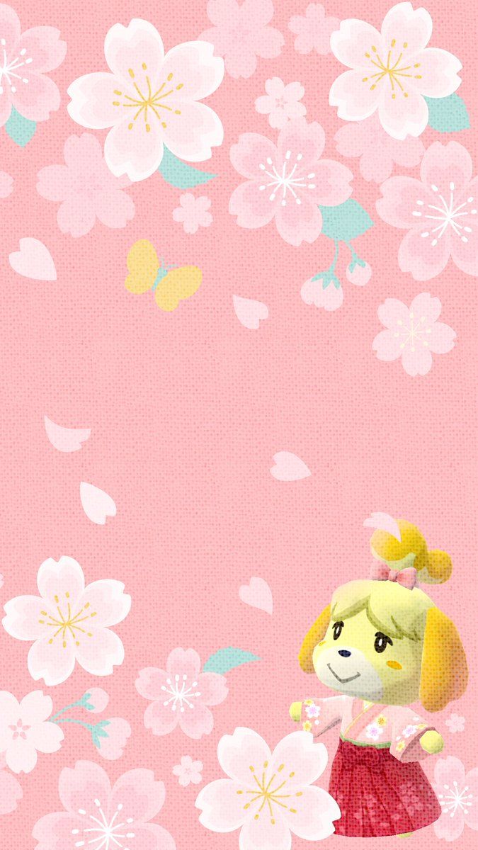 675x1200 Enjoy this cherry blossom themed Animal Crossing wallpaper with Isabelle released by Nintendo as promotion for Pocket Camp!