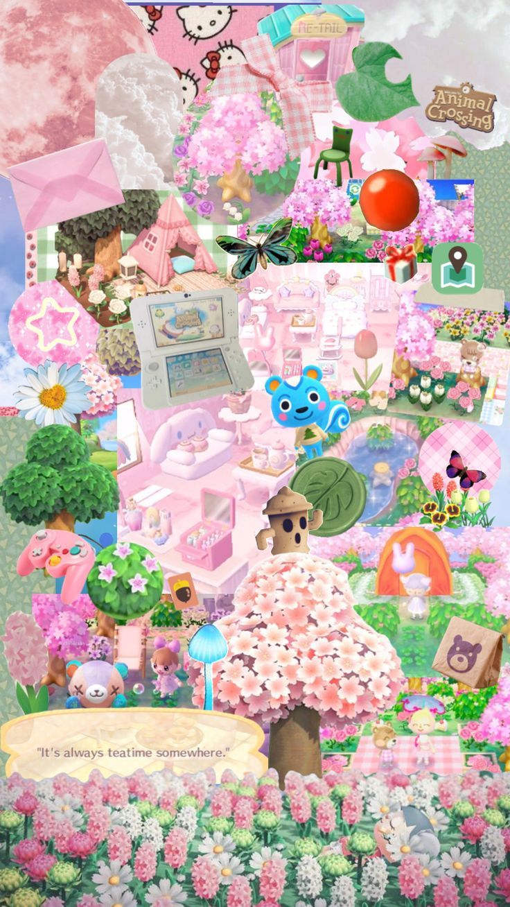 736x1308 animalcrossing #aesthetic #nature #animals #cute #kawaii #pink #green #flowers #blossom