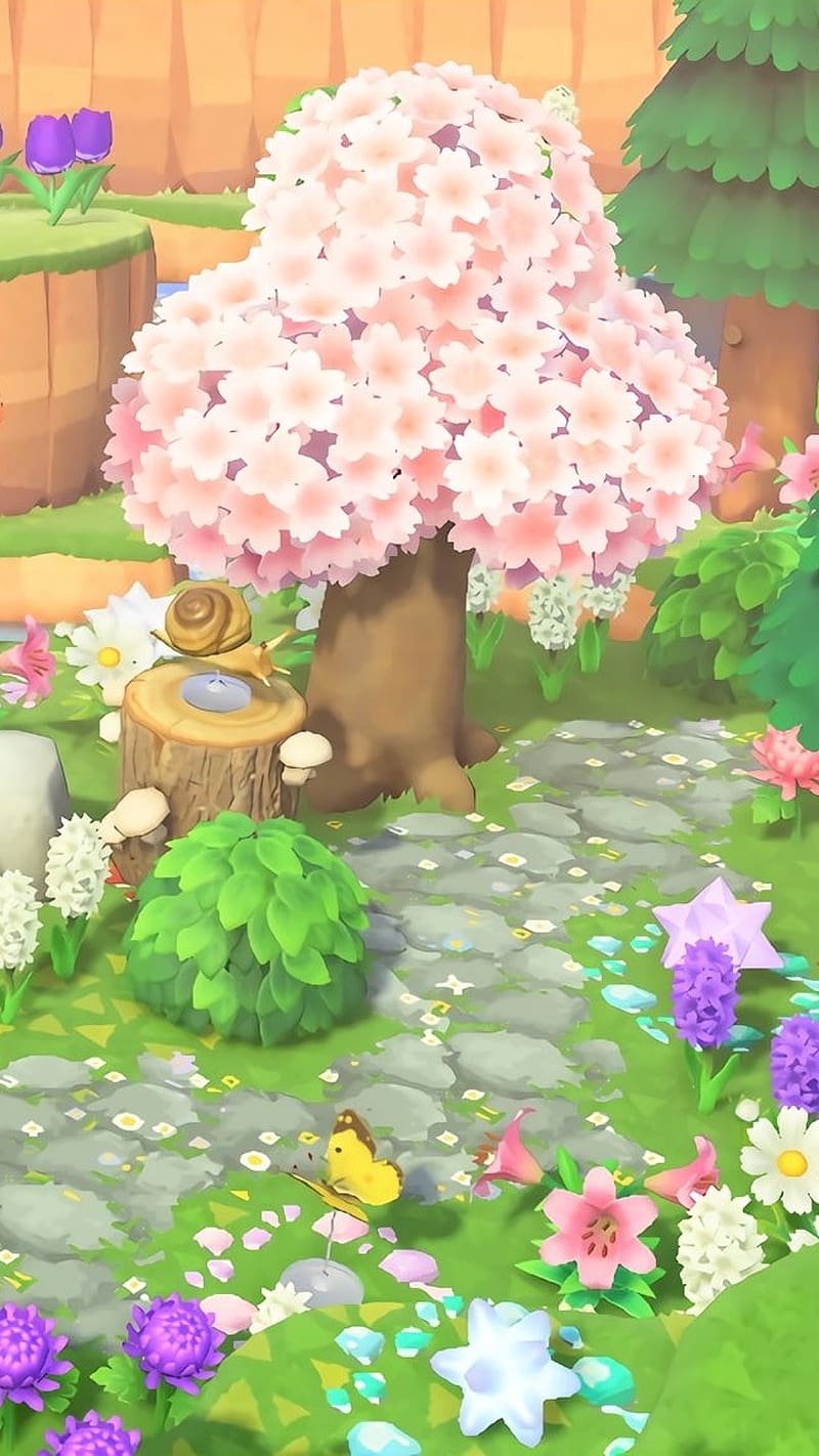 800x1422 Animal Crossing Ghost, pink tree horzion, pink tree, hozion, anime, HD phone wallpaper
