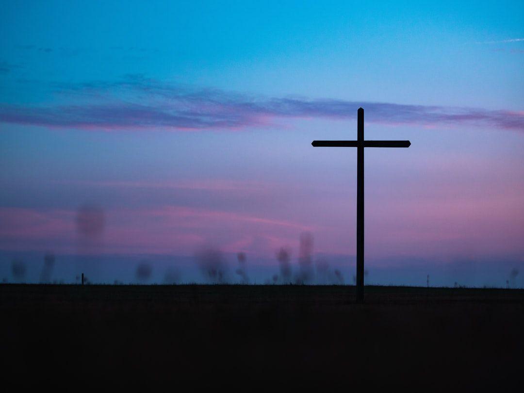 1080x810 cross stand under purple and blue sky photo