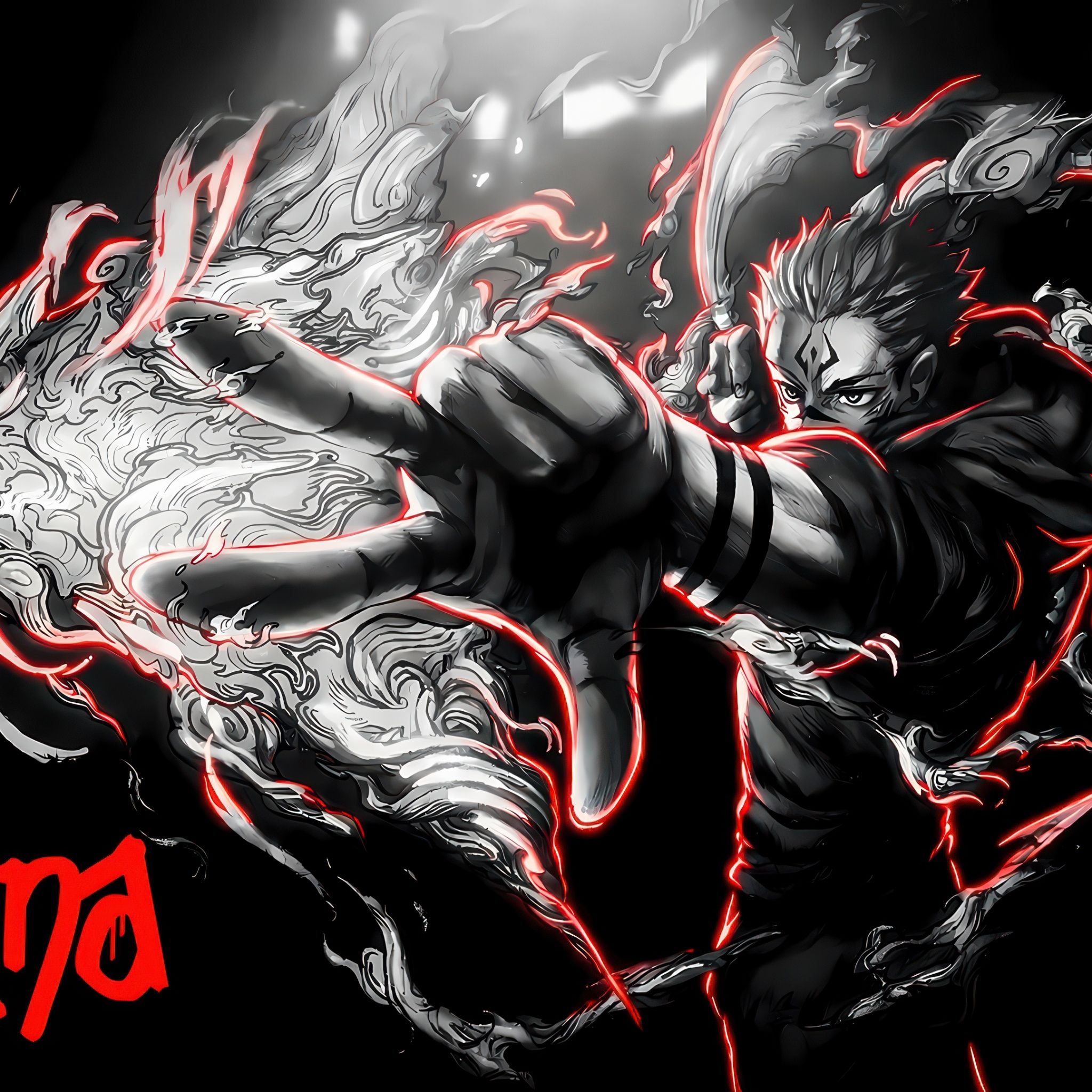 2048x2048 Sukuna Wallpaper 4K, Action, Jujutsu Kaisen
