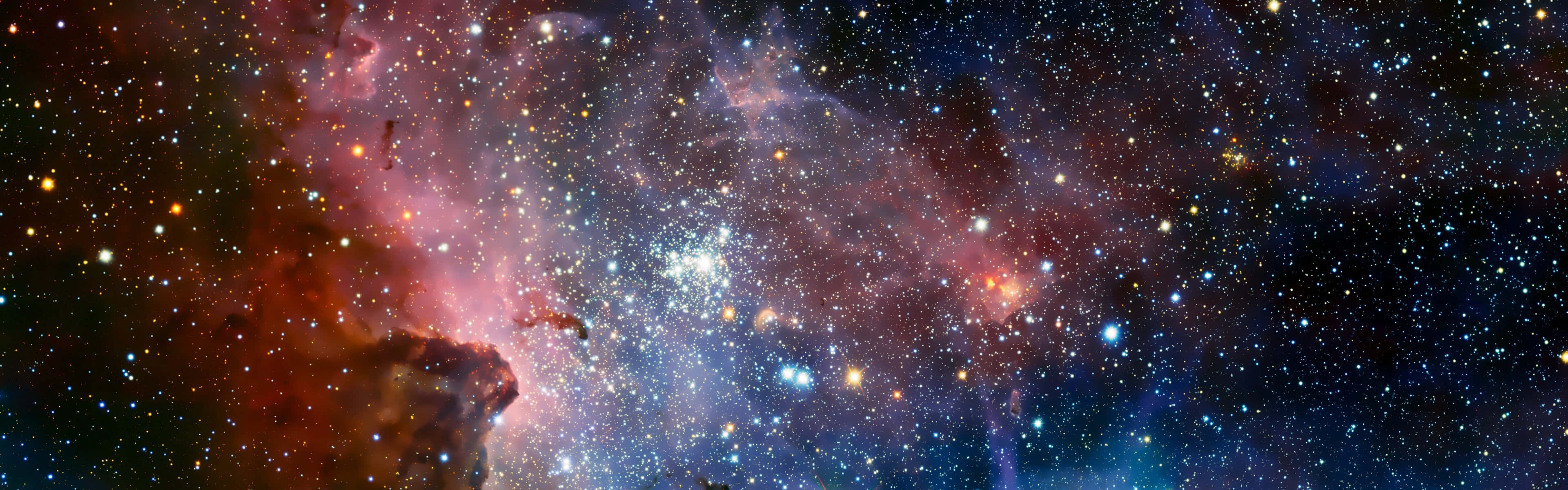 3840x1200 Download Split your viewing experience with Dual Screen Space Wallpaper