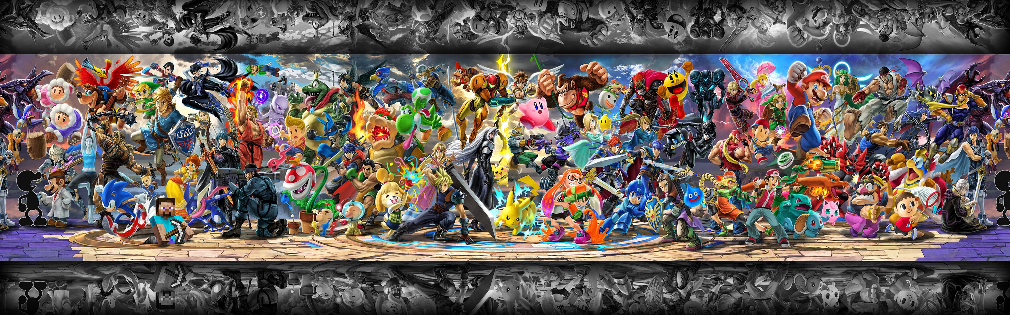 3840x1200 Made a Dual monitor wallpaper of the updated Smash banner (Sephiroth) [ 3840x1200]