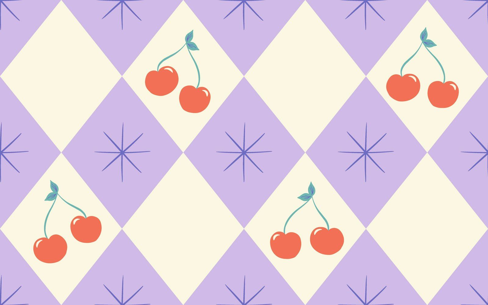 1600x1000 Coquette Lilac Cream Cherry Wallpaper
