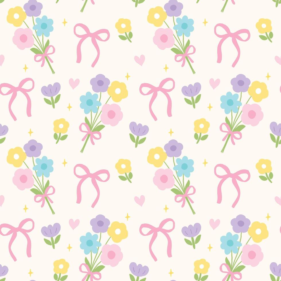 980x980 Cute Pastel Spring Flower Seamless Pattern, Coquette Aesthetic Delicate Pastel Wallpaper