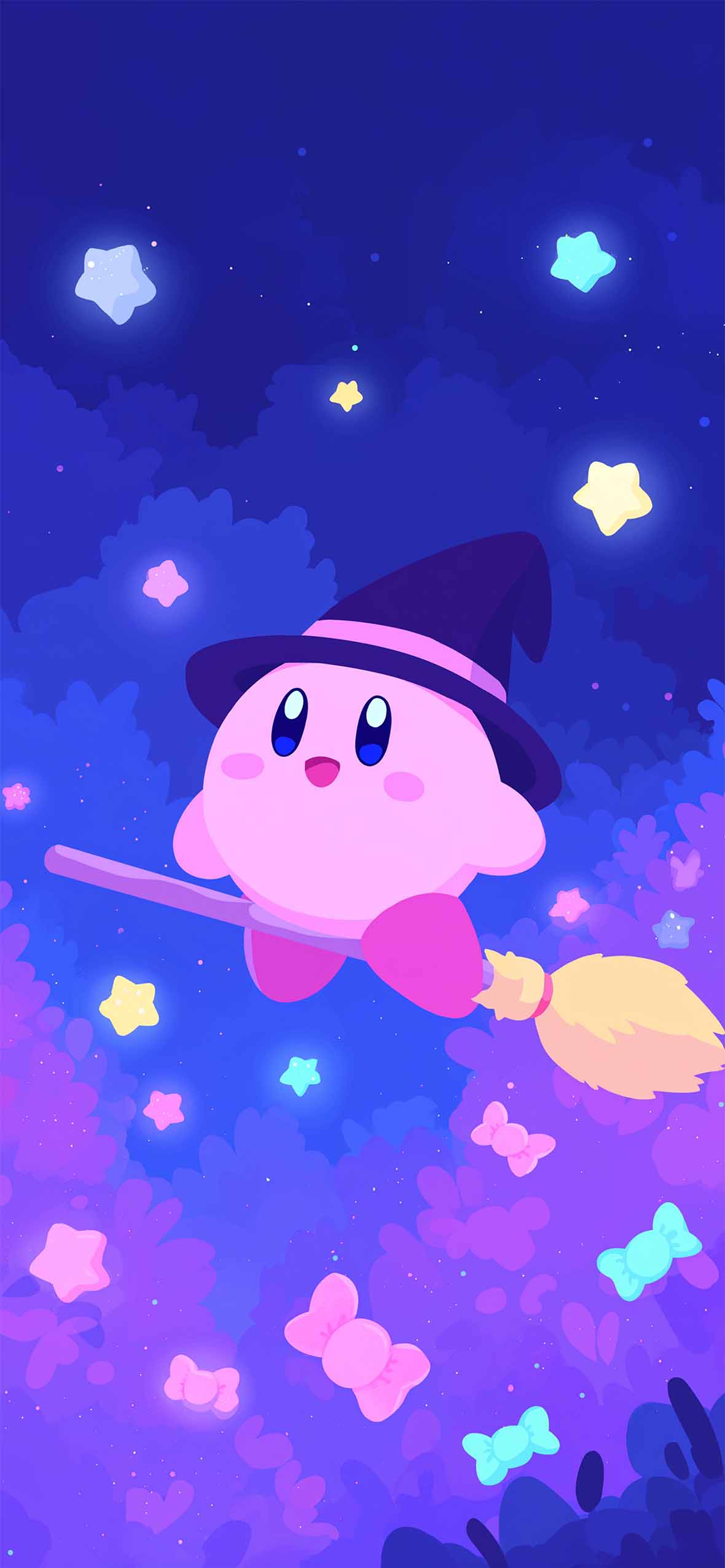 1180x2553 Kirby Witch Broom Halloween Wallpaper Wallpaper HD