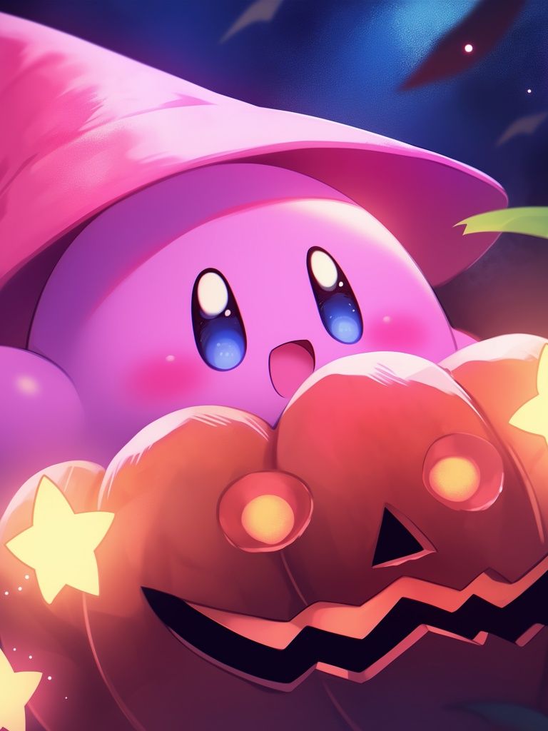 768x1024 Kirby Wallpaper 4K, Halloween Pumpkin