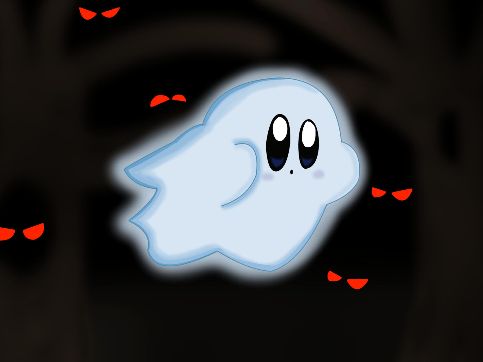 1600x1200 Ghost Kirby by me (Happy Halloween)