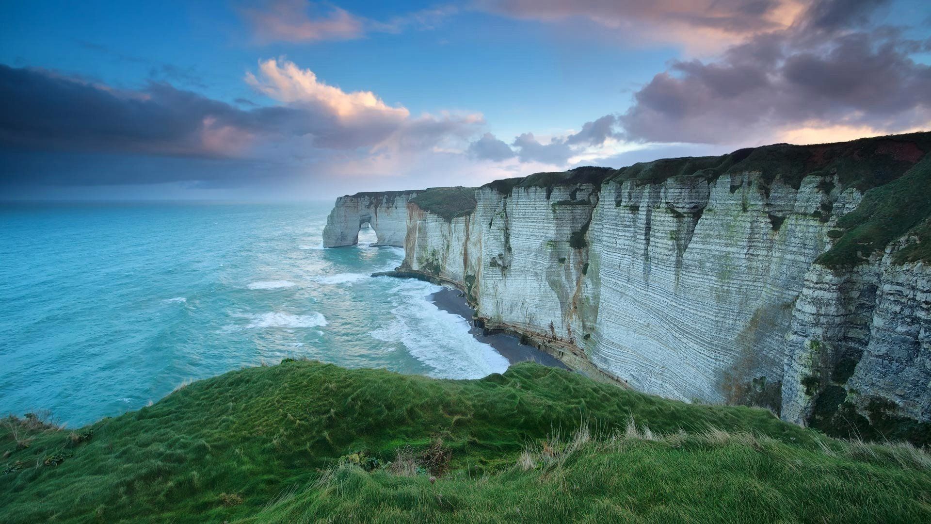 1920x1080 Majestic Coastal Cliffs and Arch Over Ocean Horizon